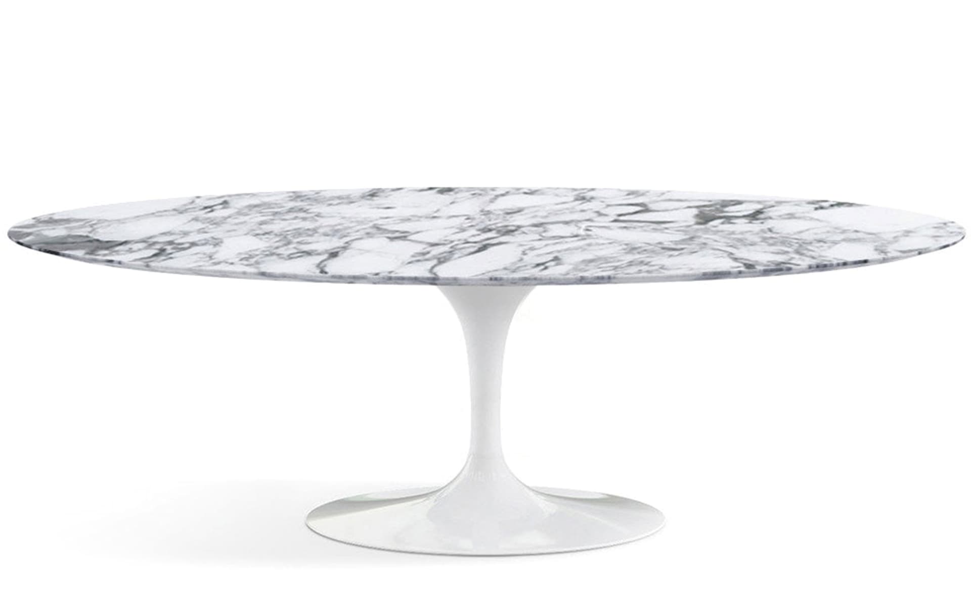 saarinen dining table - 84" oval / high gloss - white / polished marble - arabescato