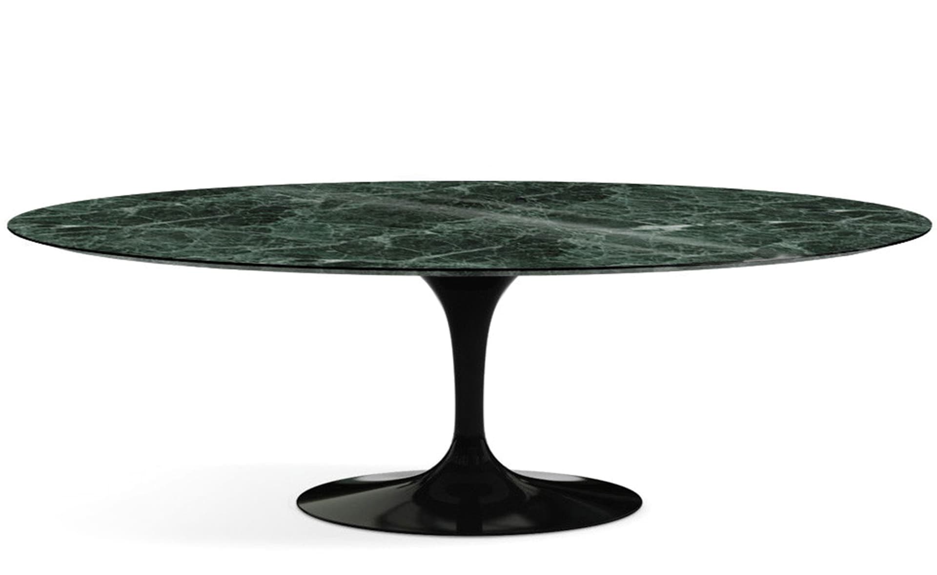 saarinen dining table - 84" oval / high gloss - black / satin marble - verde alpi