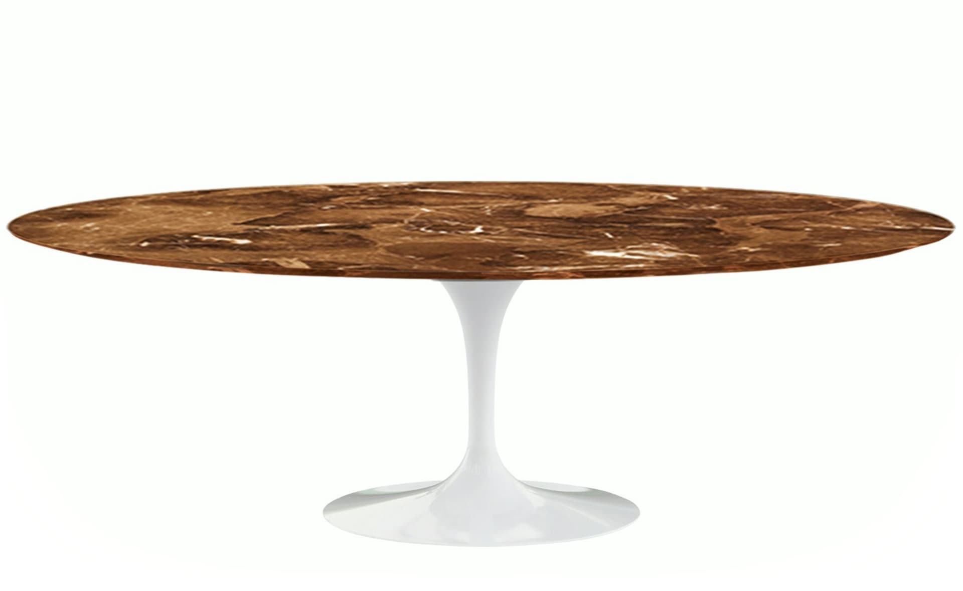 saarinen dining table - 84" oval / high gloss - white / polished marble - espresso