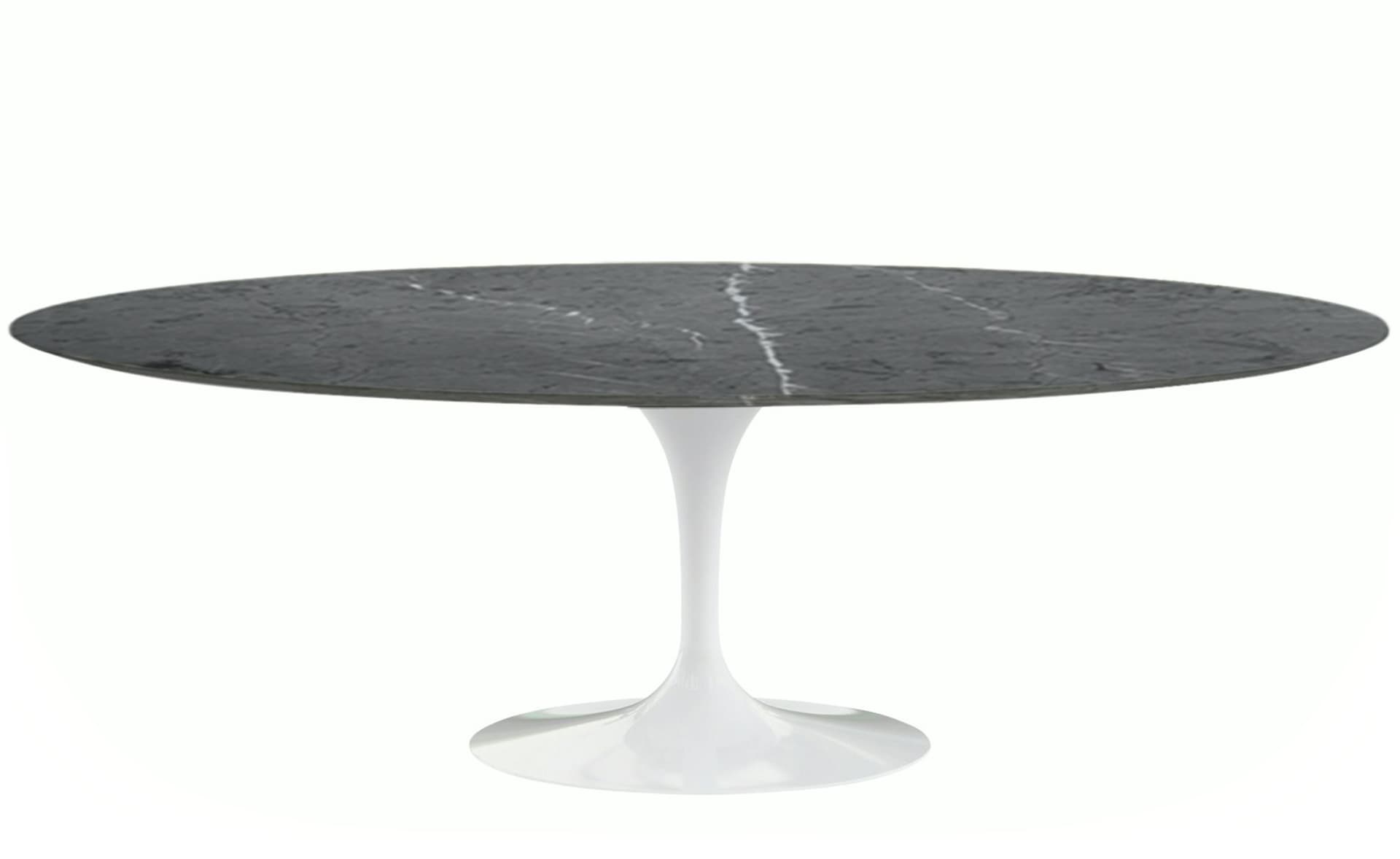 saarinen dining table - 84" oval / high gloss - white / satin marble - grigio marquina