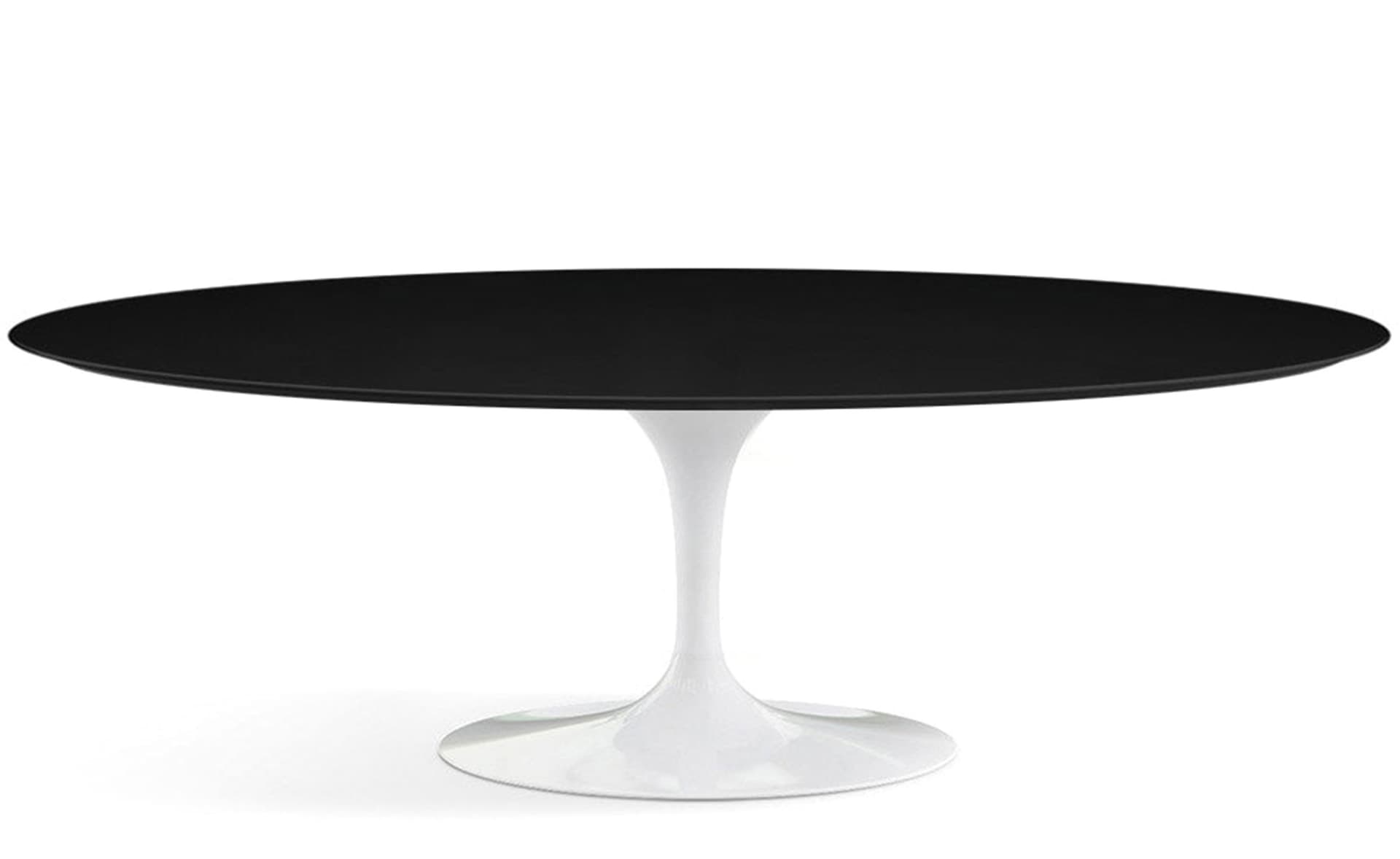 saarinen dining table - 84" oval / high gloss - white / laminate - black