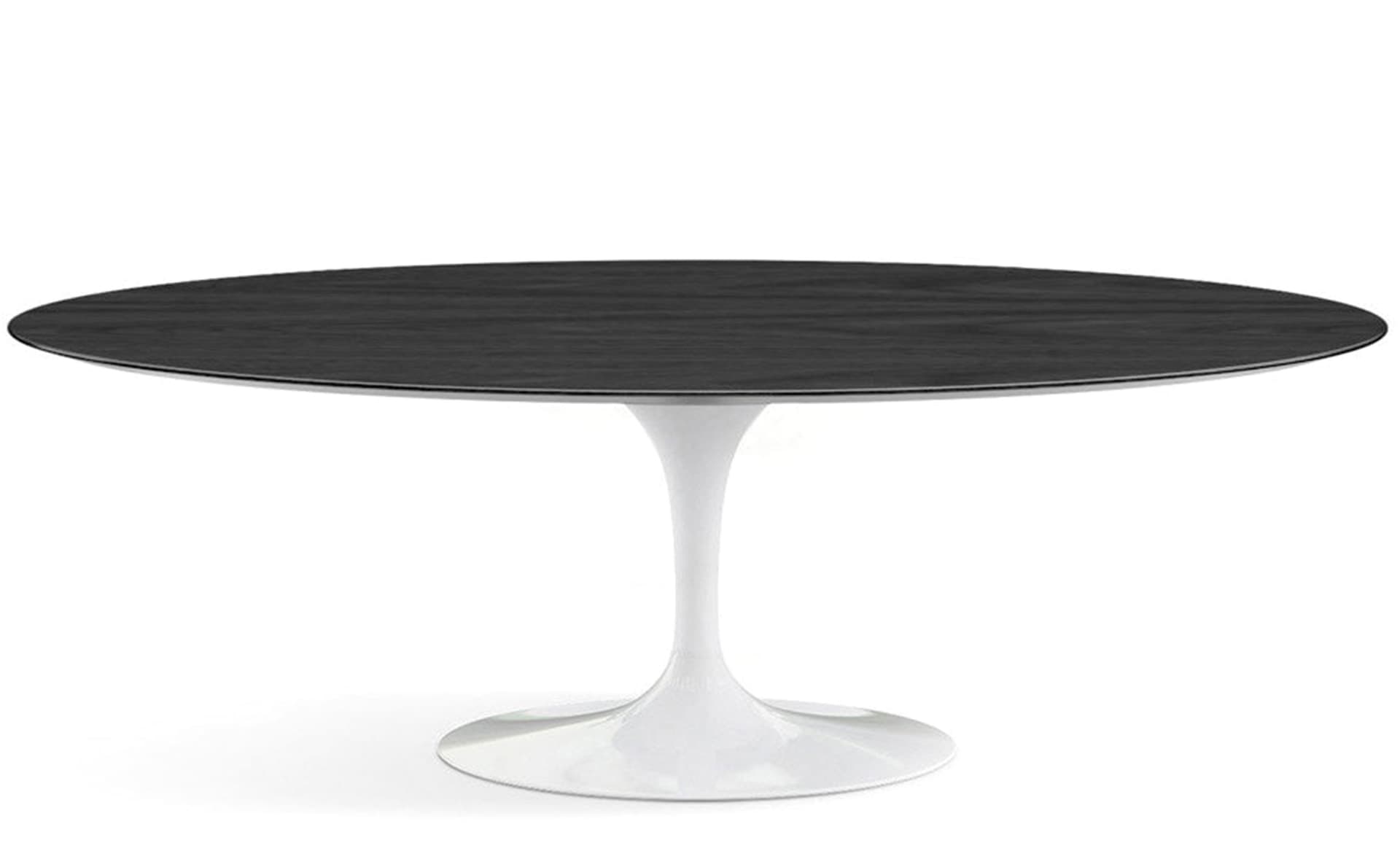 saarinen dining table - 84" oval / high gloss - white / veneer - ebonized walnut