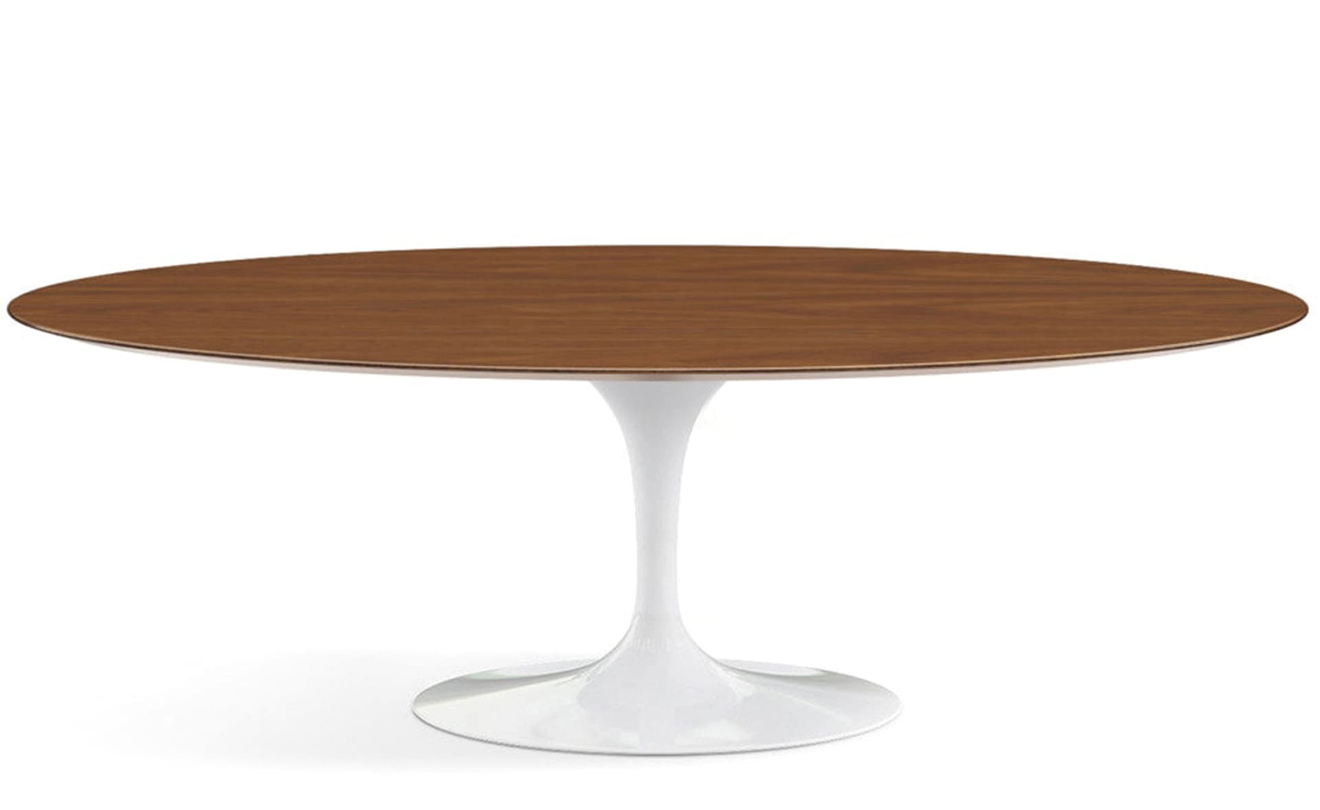 saarinen dining table - 84" oval / high gloss - white / veneer - light walnut