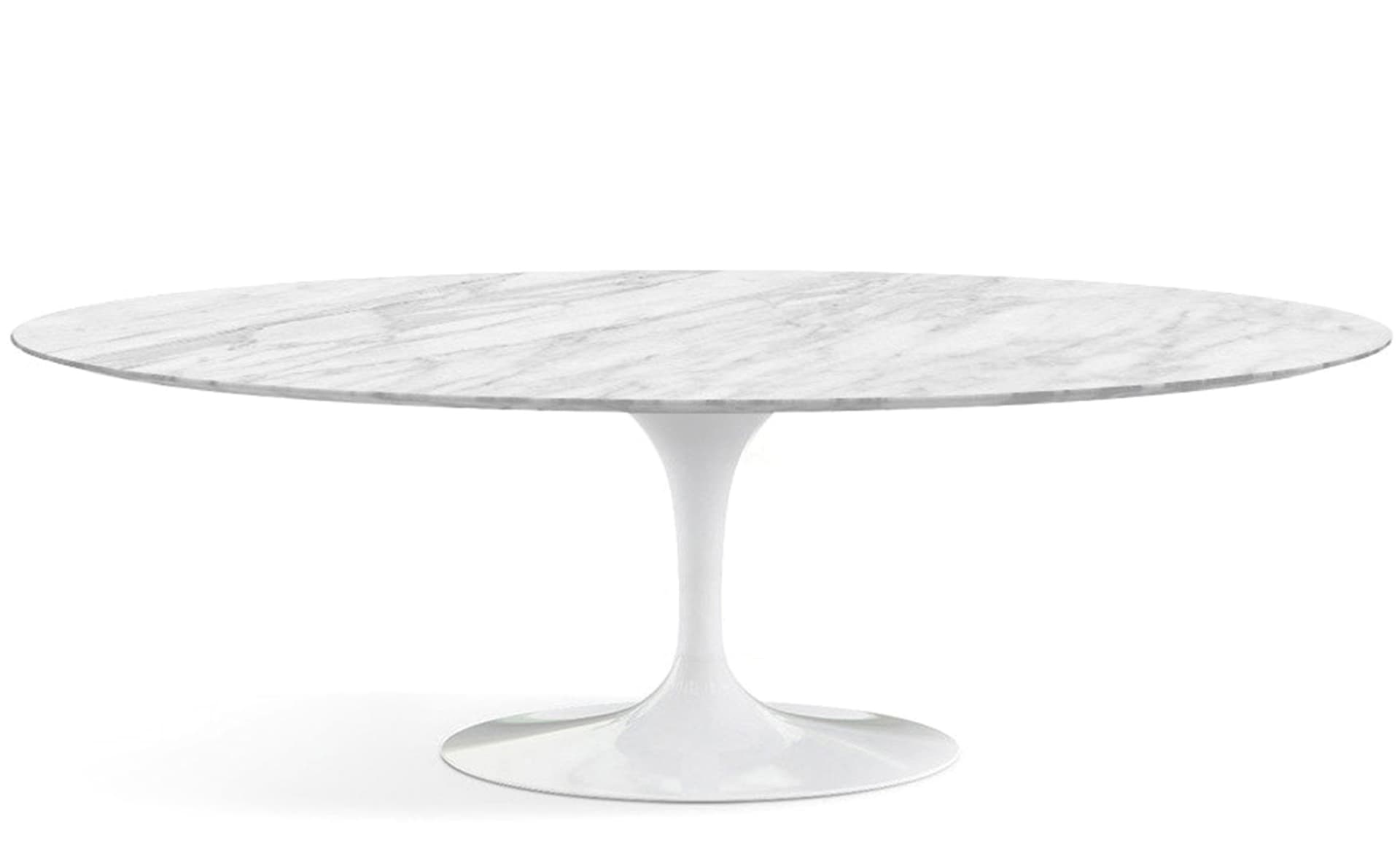 saarinen dining table - 84" oval / high gloss - white / satin marble - carrara