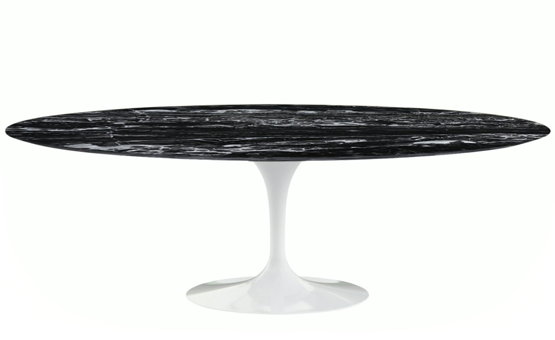 saarinen dining table - 84" oval / high gloss - white / polished marble - portoro