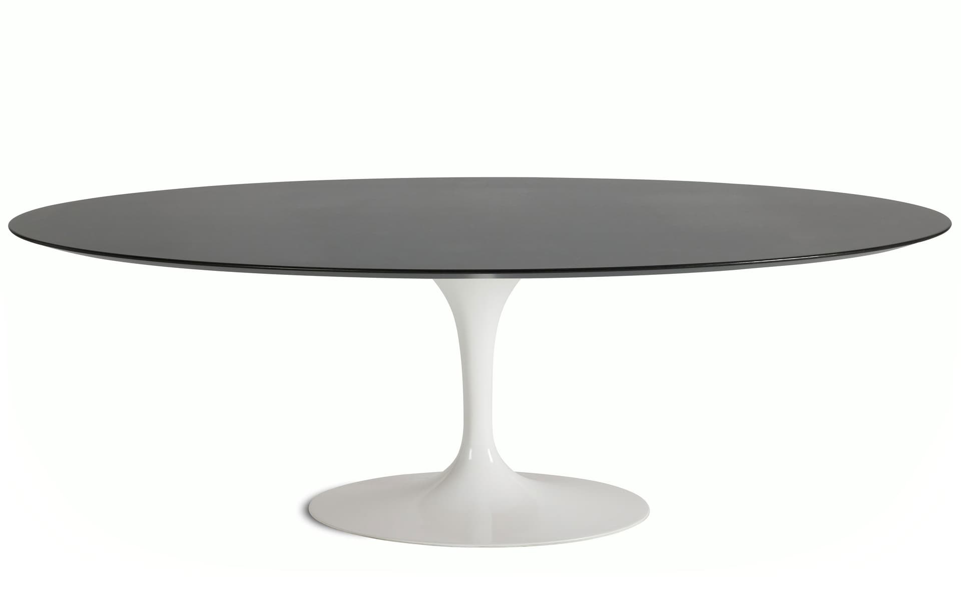 saarinen dining table - 84" oval / high gloss - white / veneer - topo noir