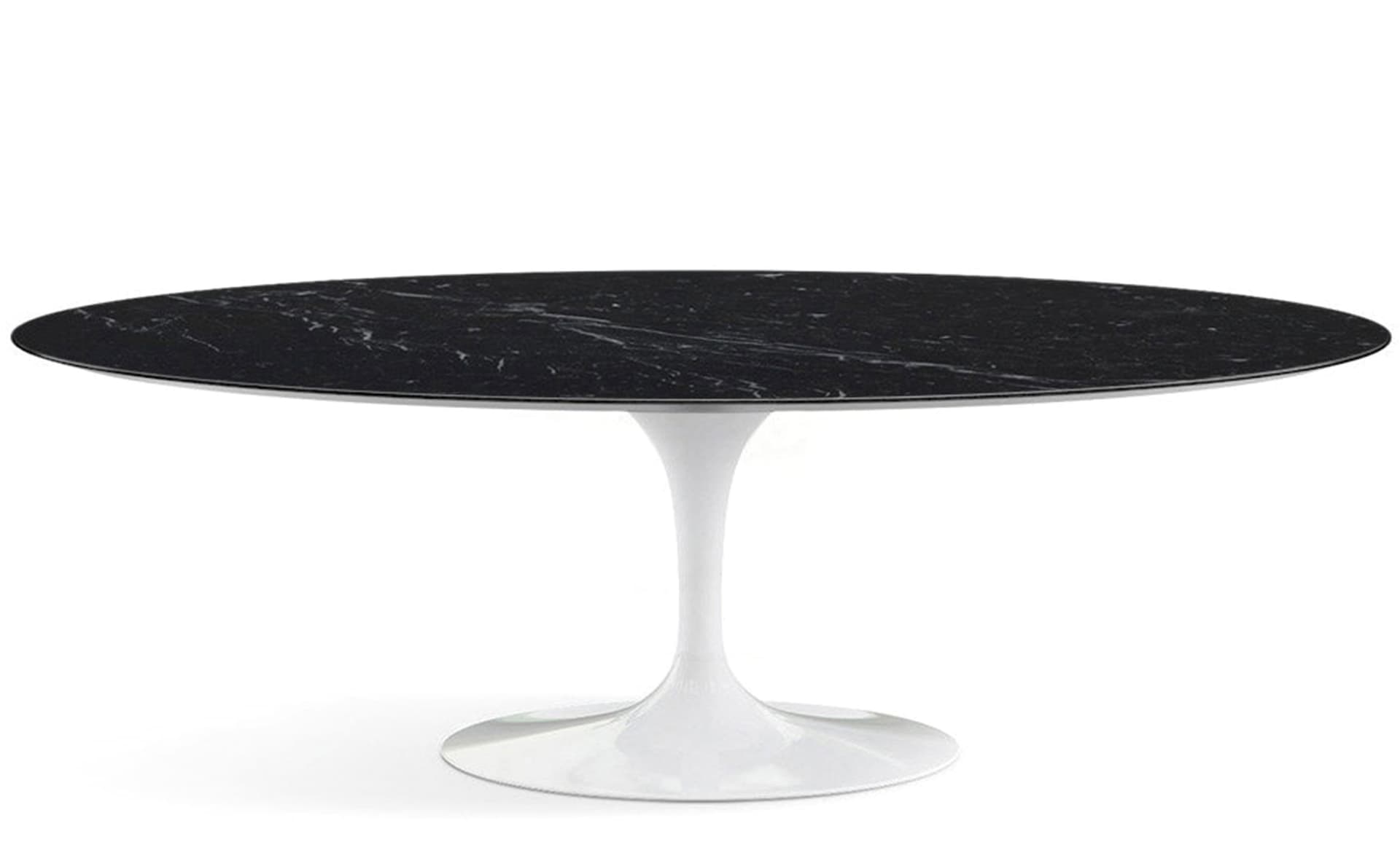 saarinen dining table - 84" oval / high gloss - white / satin marble - nero marquina