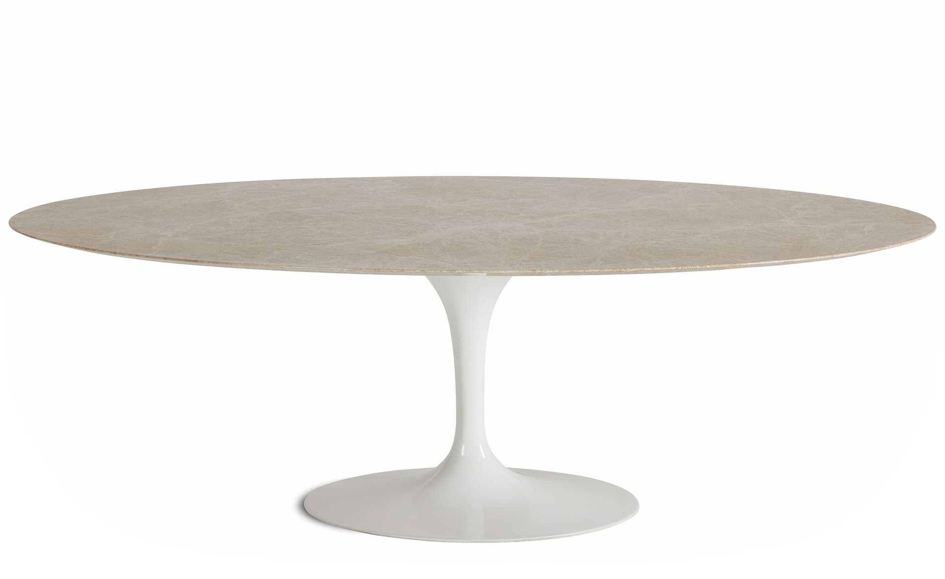 saarinen dining table - 84" oval / high gloss - white / polished marble - emperador light