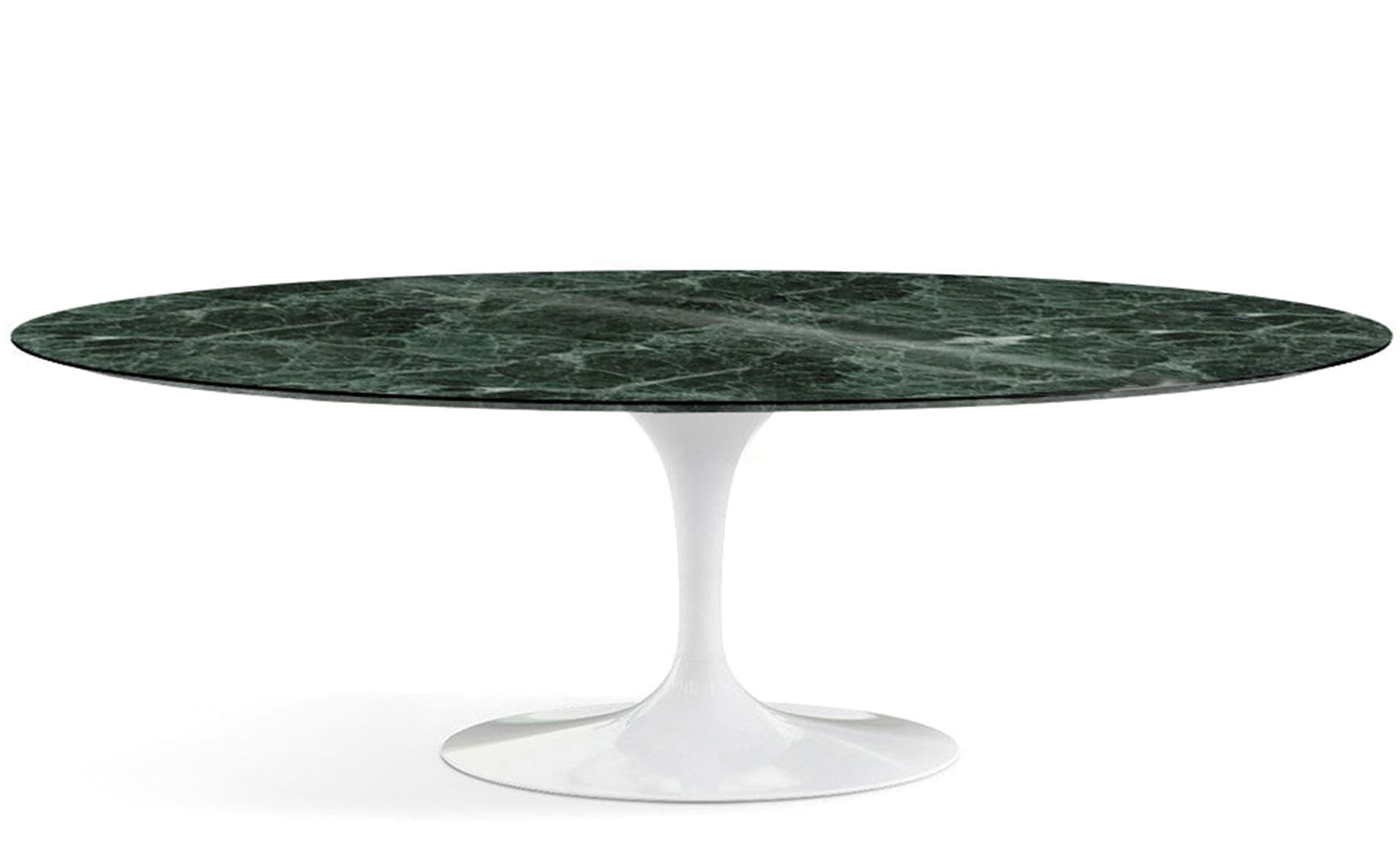 saarinen dining table - 84" oval / high gloss - white / satin marble - verde alpi