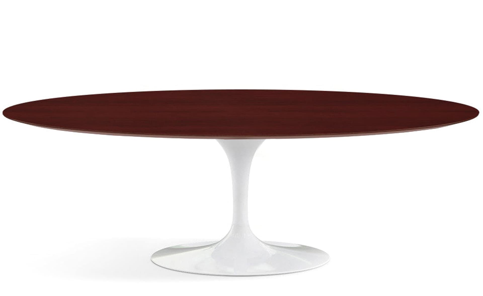 saarinen dining table - 84" oval / high gloss - white / veneer - reff dark cherry