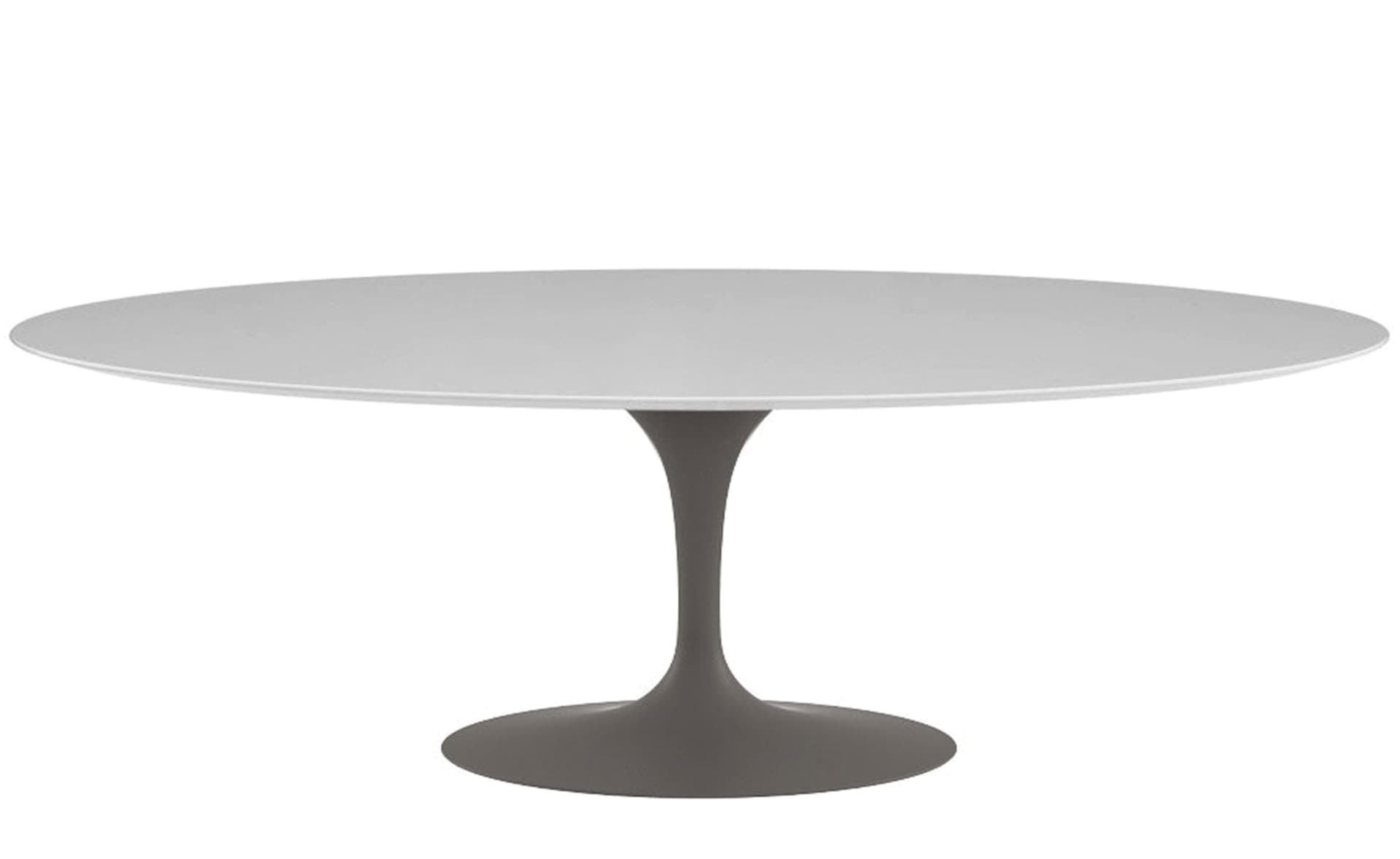 saarinen dining table - 84" oval / satin - grey / laminate - white