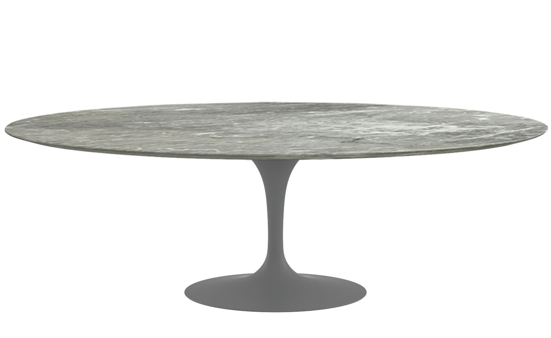 saarinen dining table - 84" oval / satin - grey / polished marble - grey