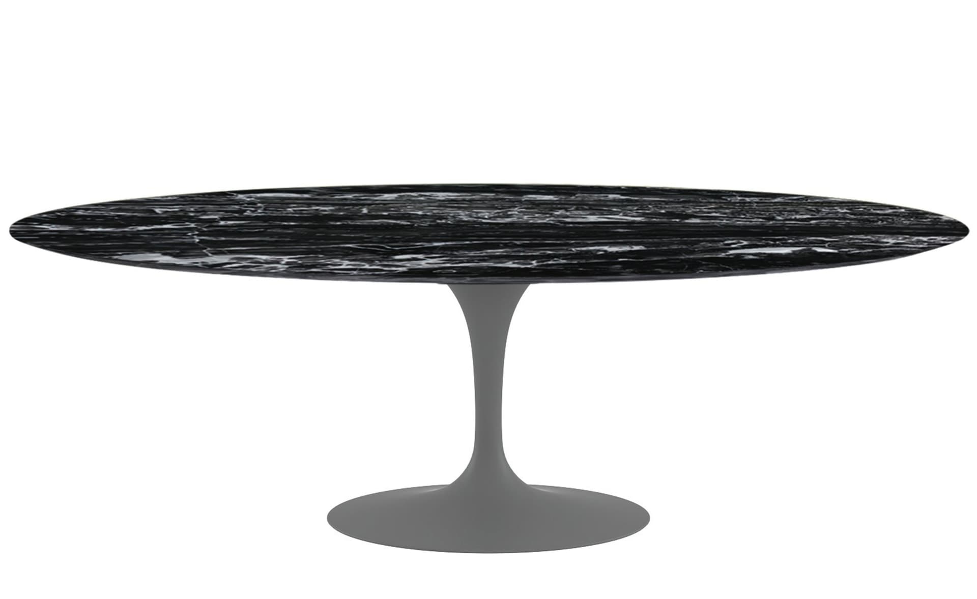 saarinen dining table - 84" oval / satin - grey / polished marble - portoro