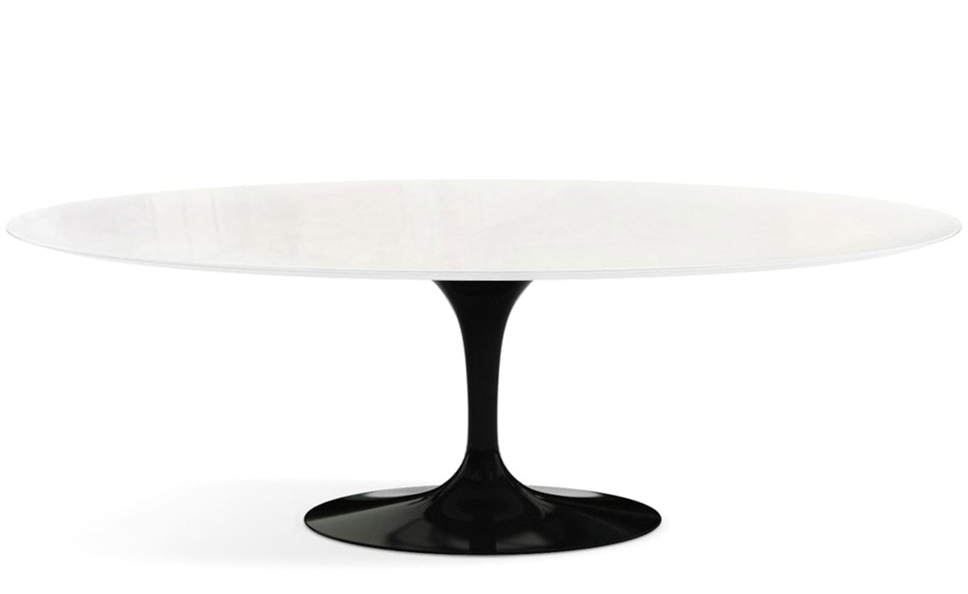 saarinen dining table - 84" oval / high gloss - black / engineered stone - vetro bianco