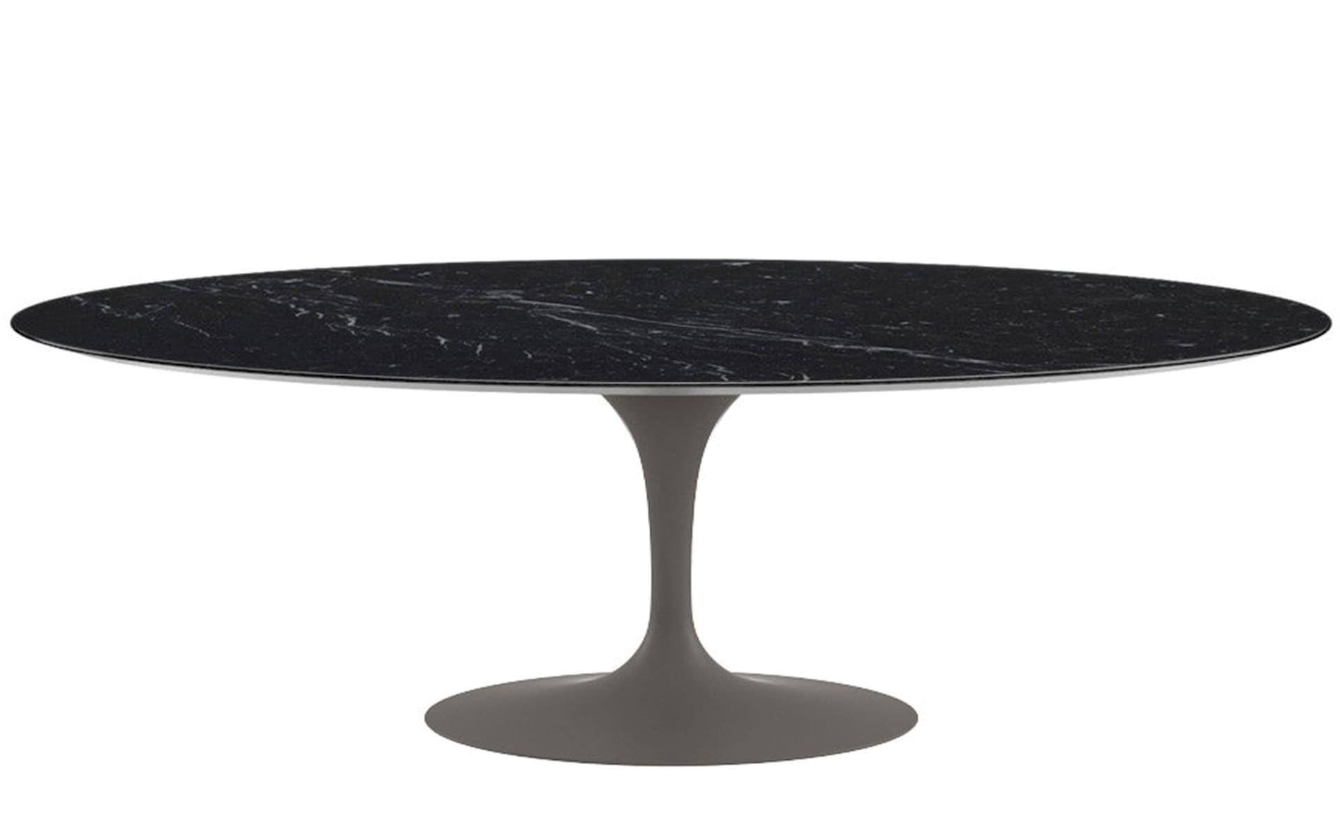 saarinen dining table - 84" oval / satin - grey / satin marble - nero marquina