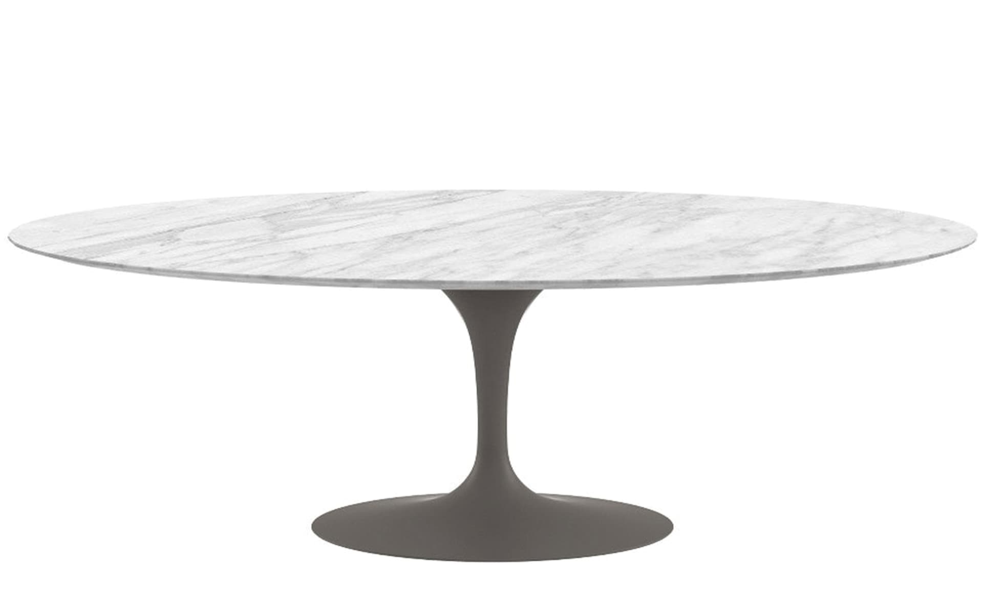 saarinen dining table - 84" oval / satin - grey / satin marble - carrara