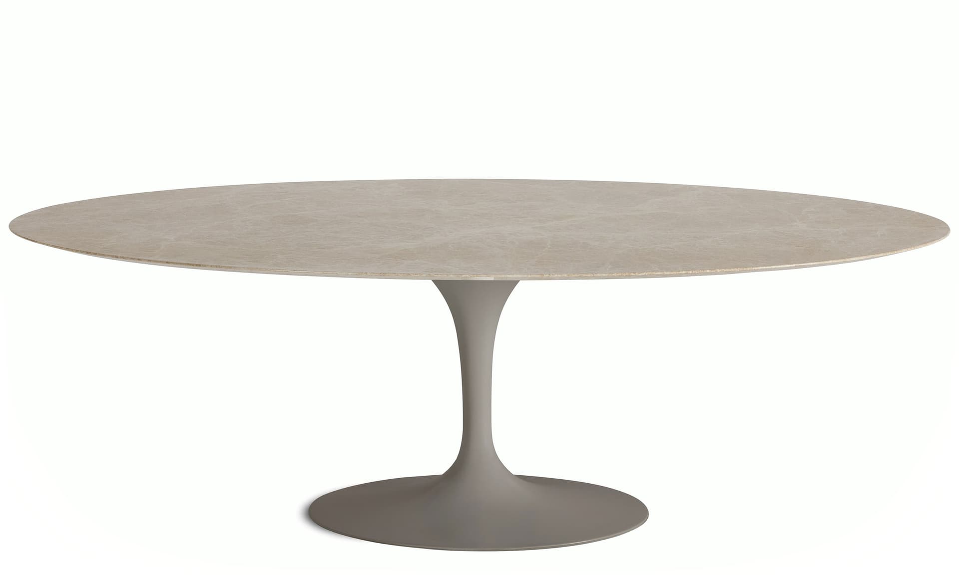 saarinen dining table - 84" oval / satin - grey / polished marble - emperador light