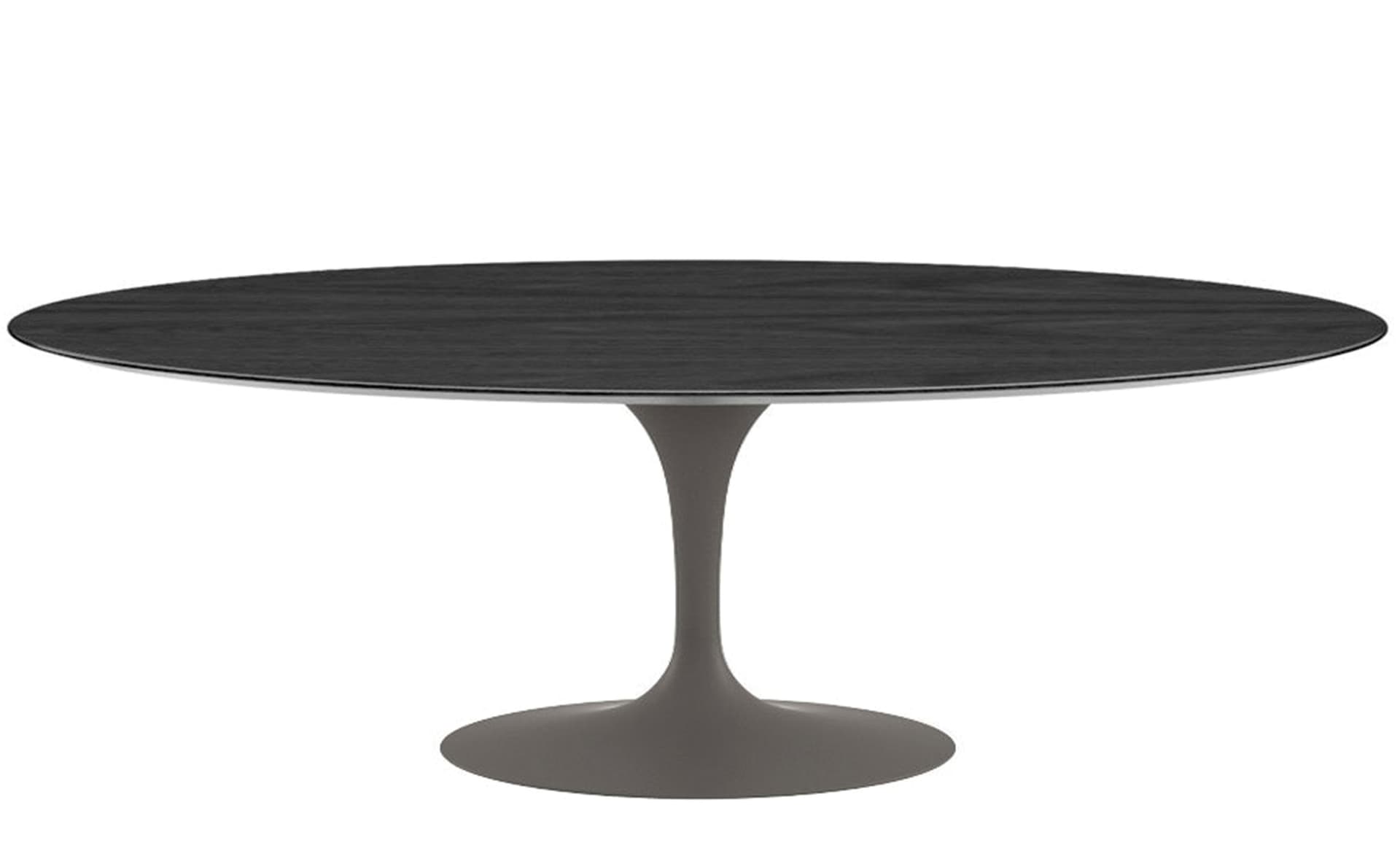 saarinen dining table - 84" oval / satin - grey / veneer - ebonized walnut
