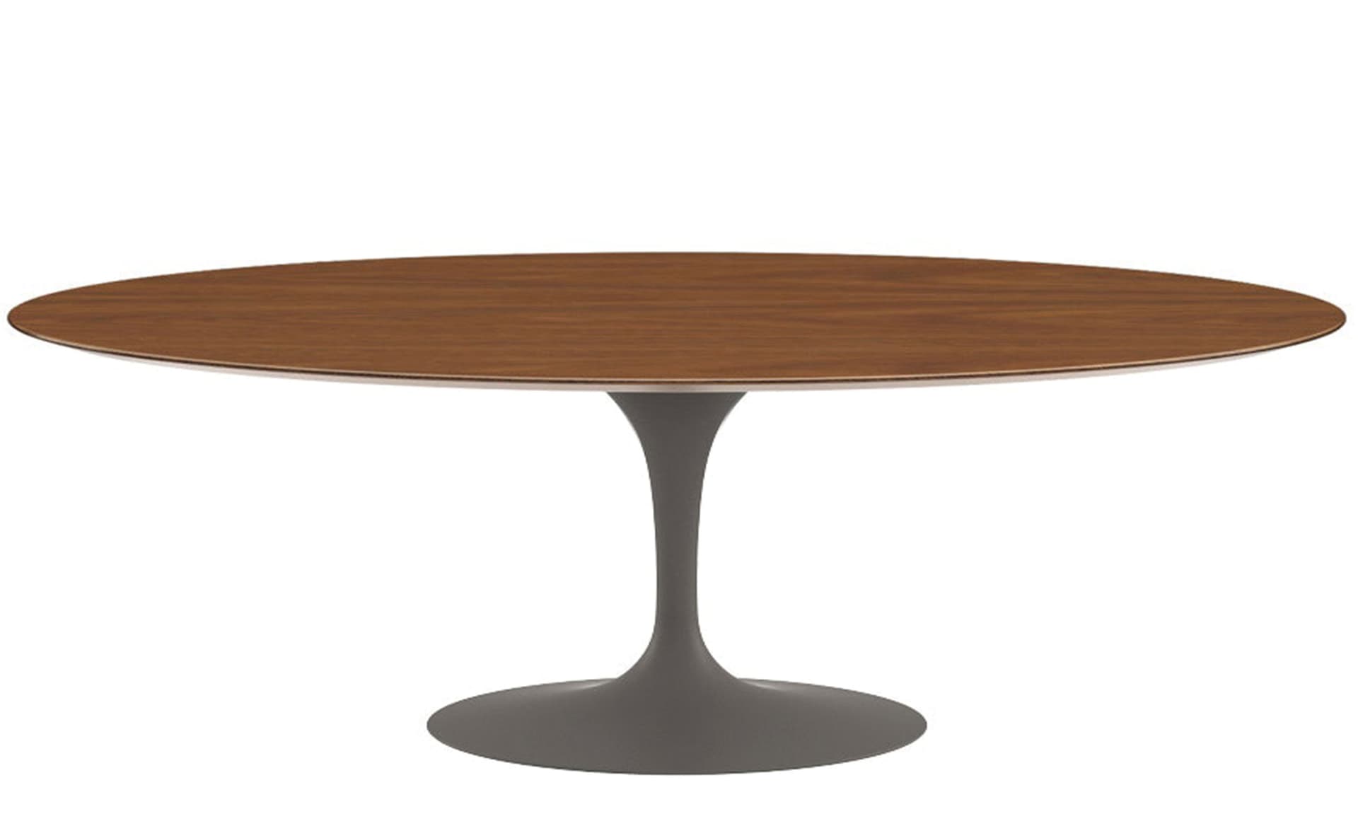 saarinen dining table - 84" oval / satin - grey / veneer - light walnut