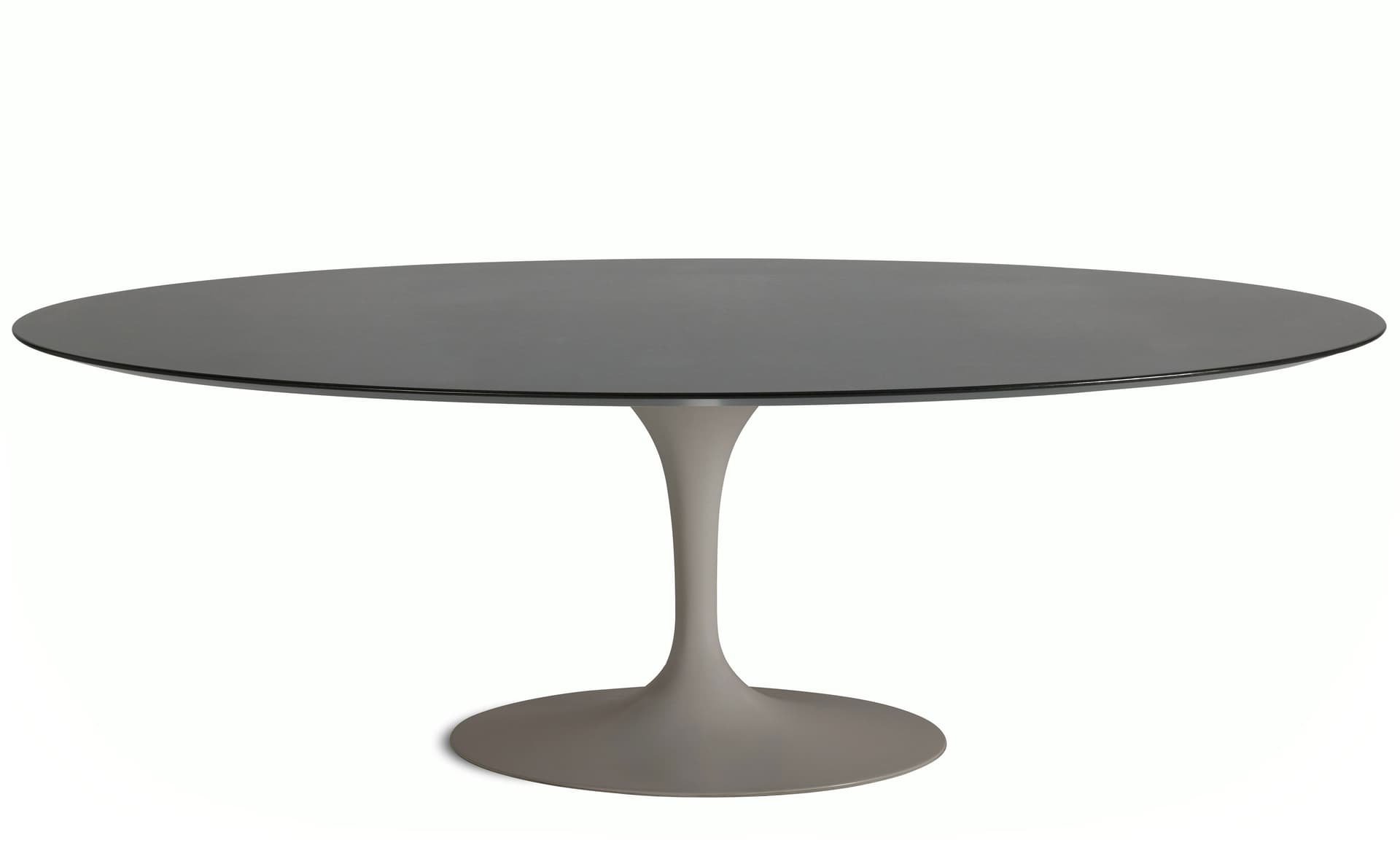 saarinen dining table - 84" oval / satin - grey / veneer - topo noir