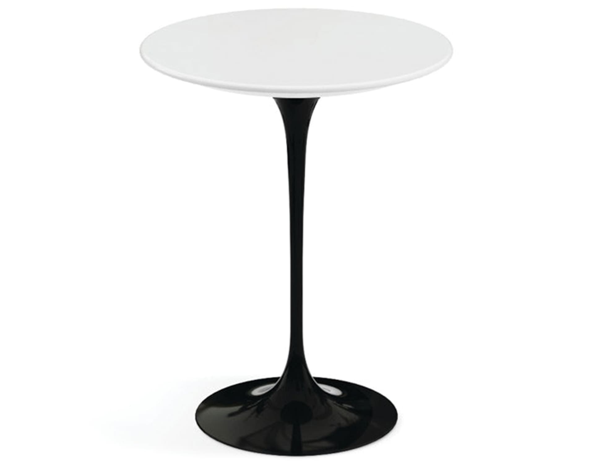 saarinen side table - 16" round / laminate - white / high gloss - black