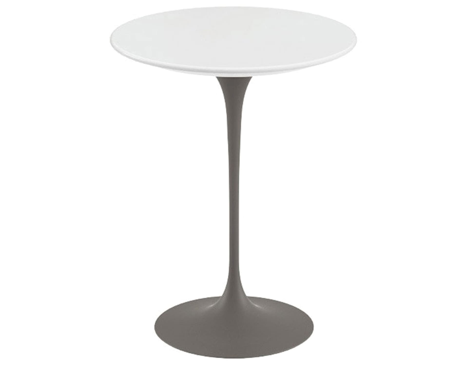 saarinen side table - 16" round / laminate - white / satin - grey