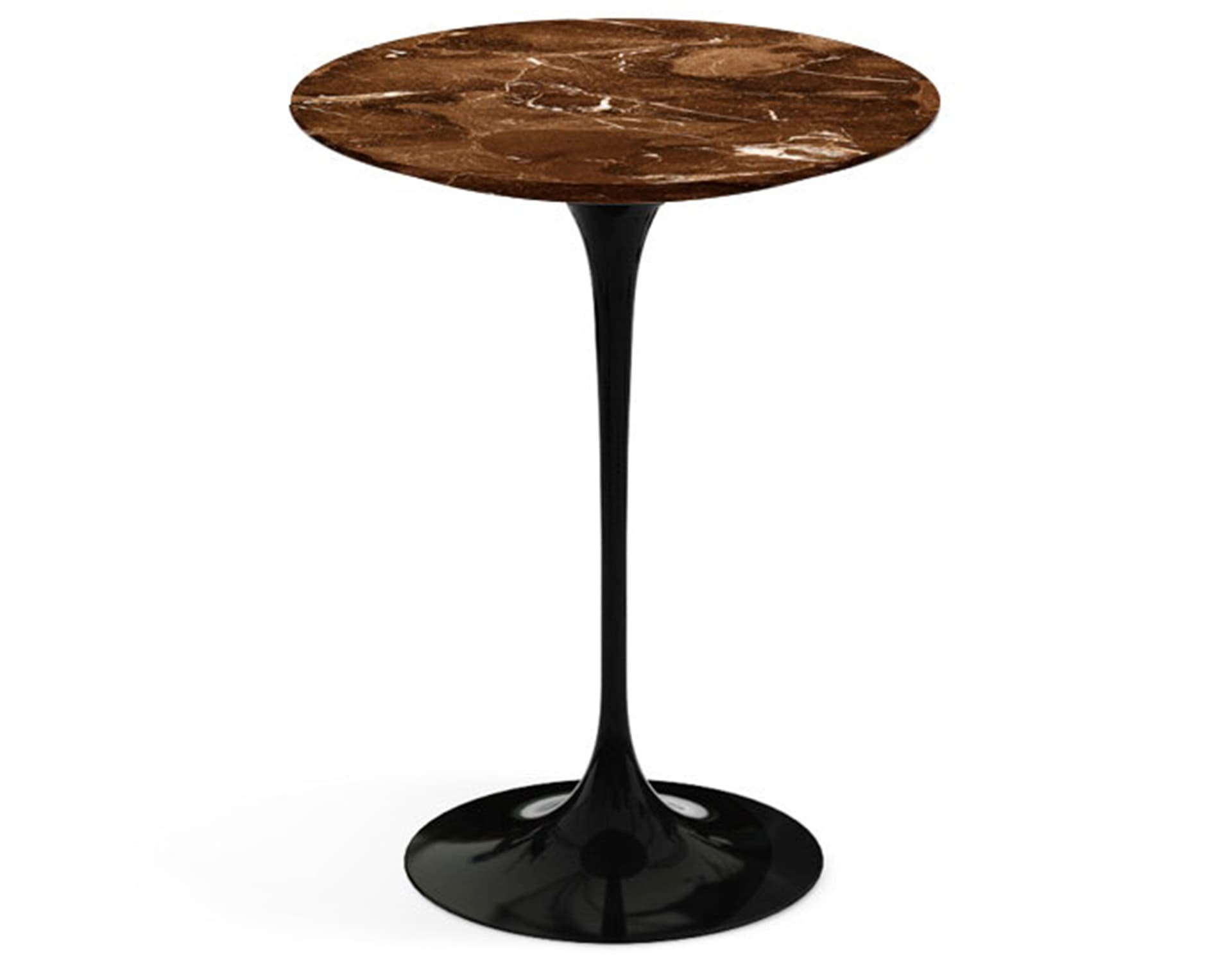saarinen side table - 16" round / polished marble - espresso / high gloss - black