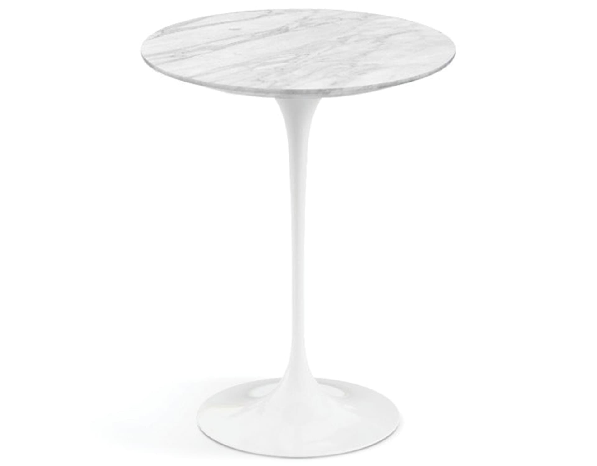 saarinen side table - 16" round / polished marble - carrara / high gloss - white