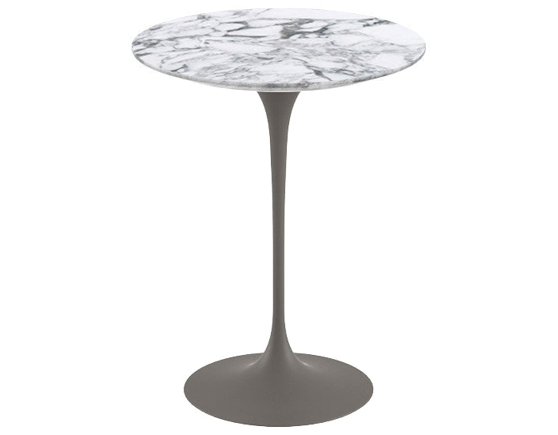 saarinen side table - 16" round / polished marble - arabescato / satin - grey