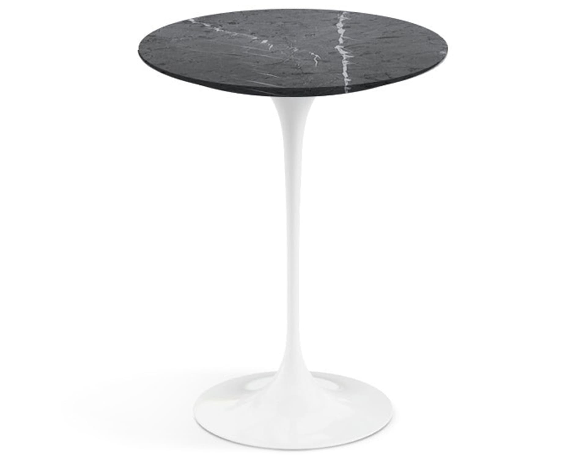 saarinen side table - 16" round / polished marble - grigio marquina / high gloss - white