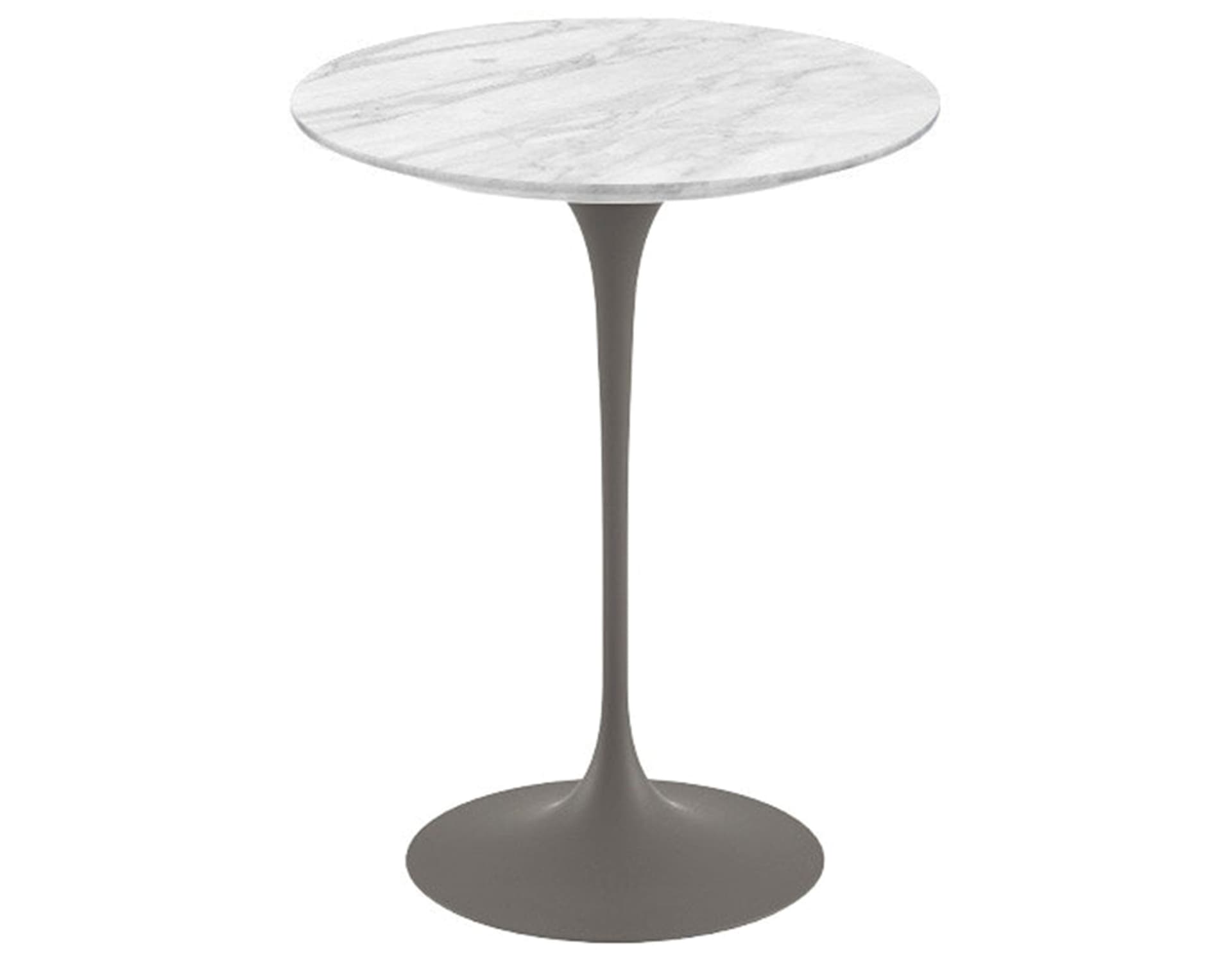 saarinen side table - 16" round / polished marble - carrara / satin - grey