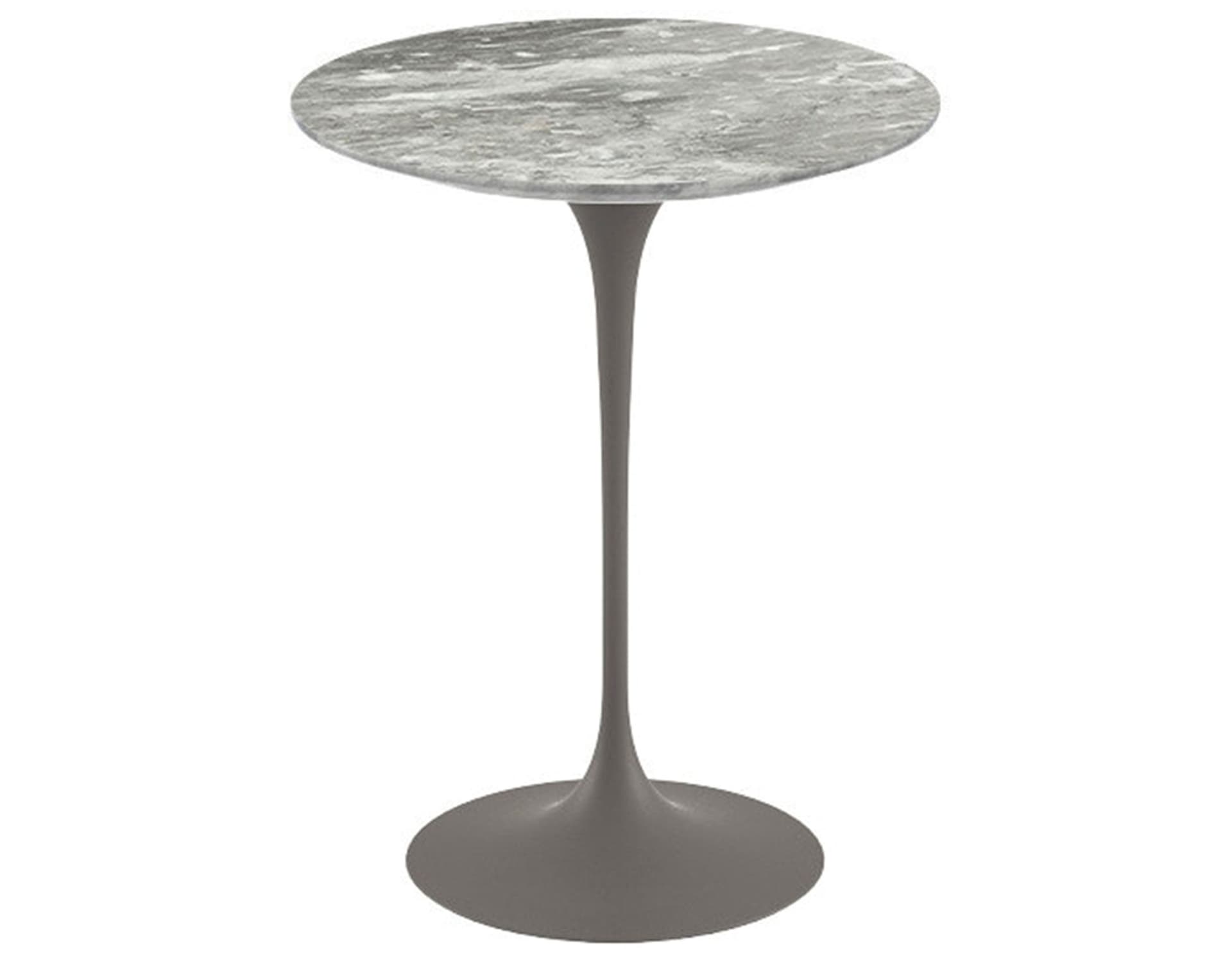 saarinen side table - 16" round / satin marble - grey / satin - grey