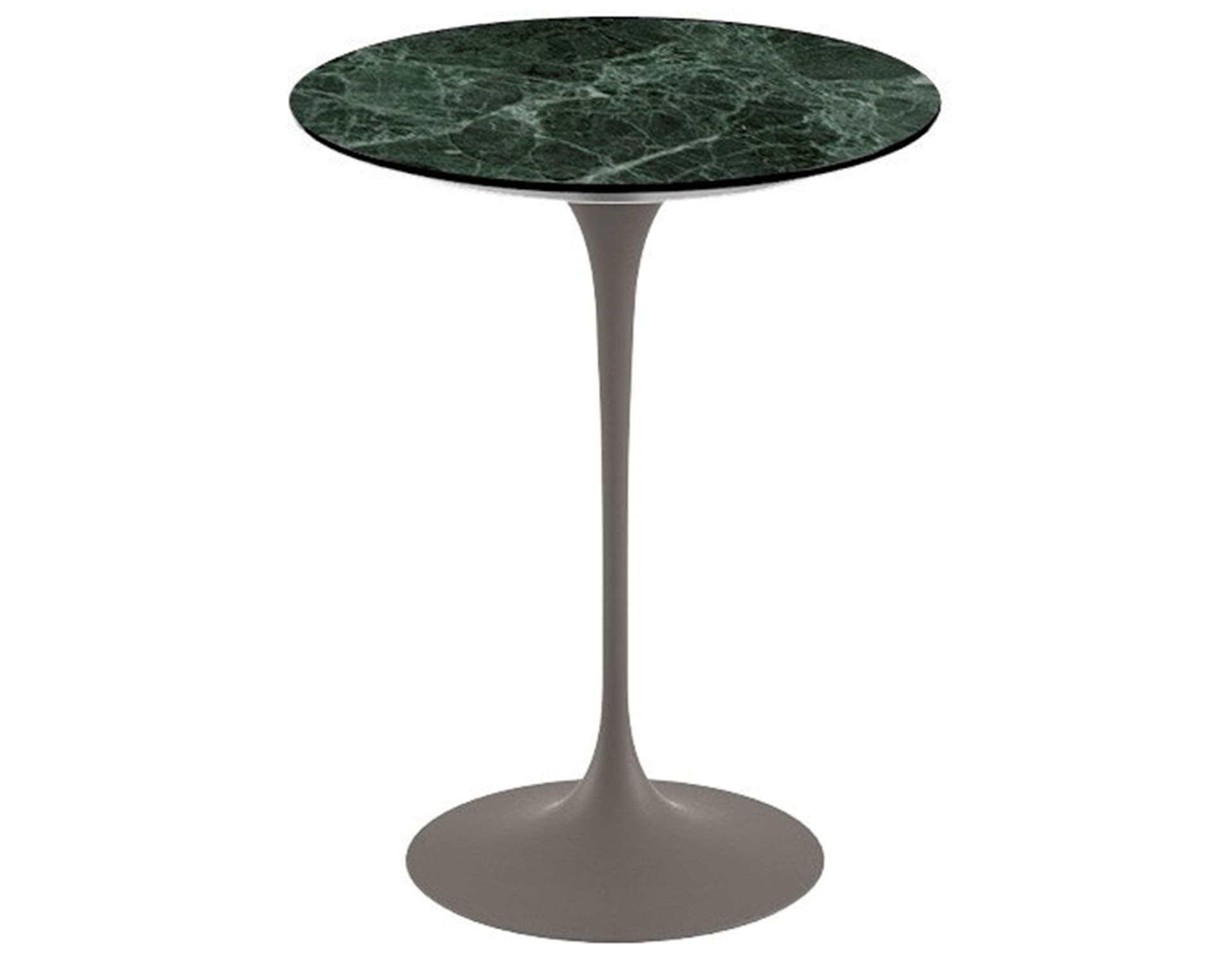 saarinen side table - 16" round / polished marble - verde alpi / satin - grey