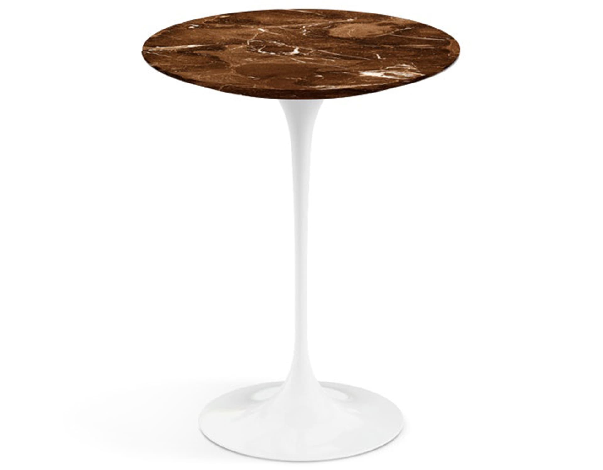 saarinen side table - 16" round / satin marble - espresso / high gloss - white