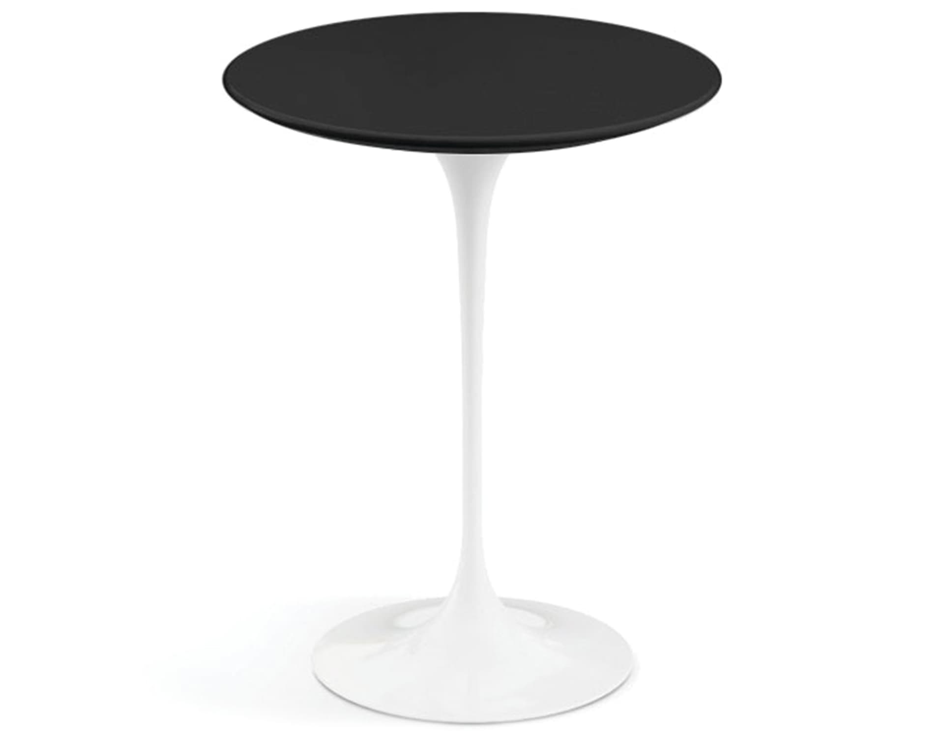 saarinen side table - 16" round / laminate - black / high gloss - white