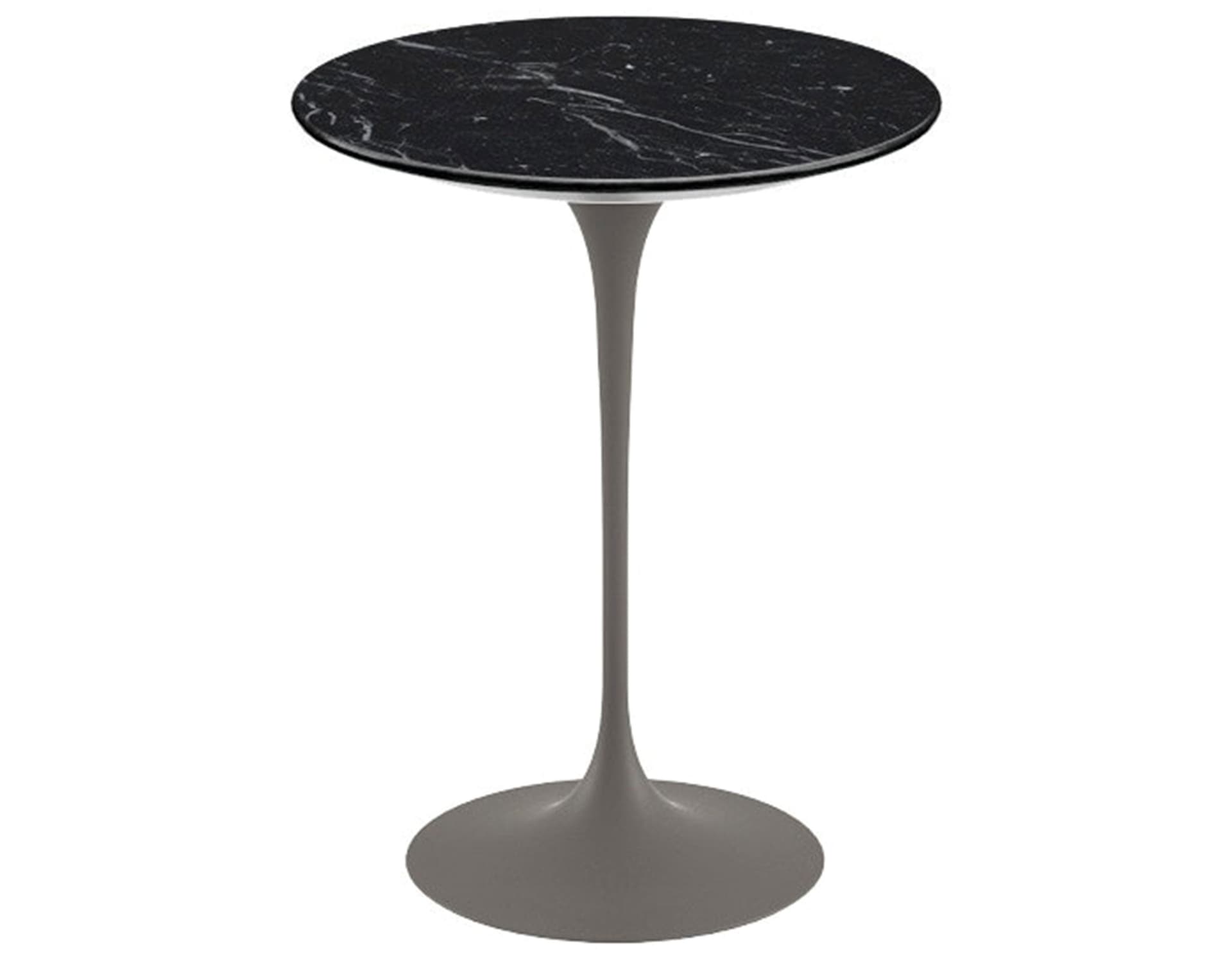 saarinen side table - 16" round / satin marble - nero marquina / satin - grey