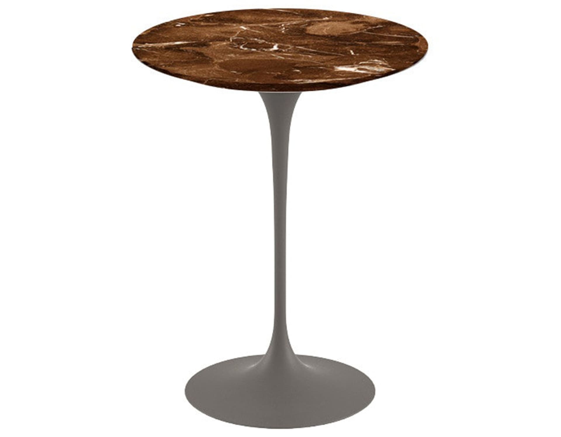 saarinen side table - 16" round / satin marble - espresso / satin - grey