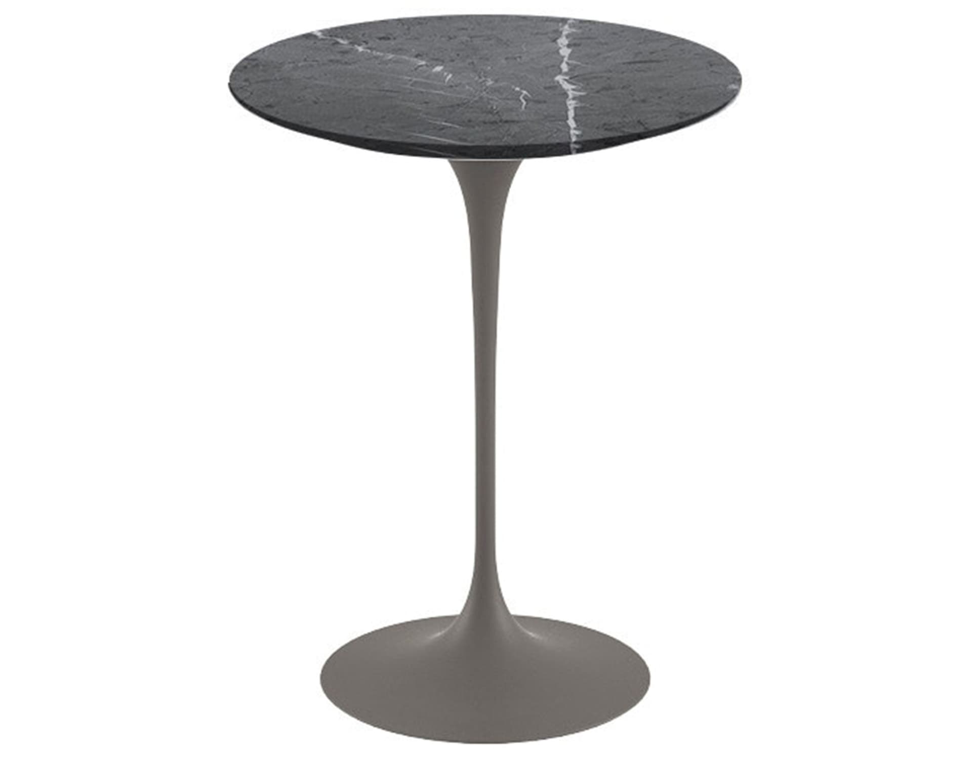 saarinen side table - 16" round / satin marble - grigio marquina / satin - grey