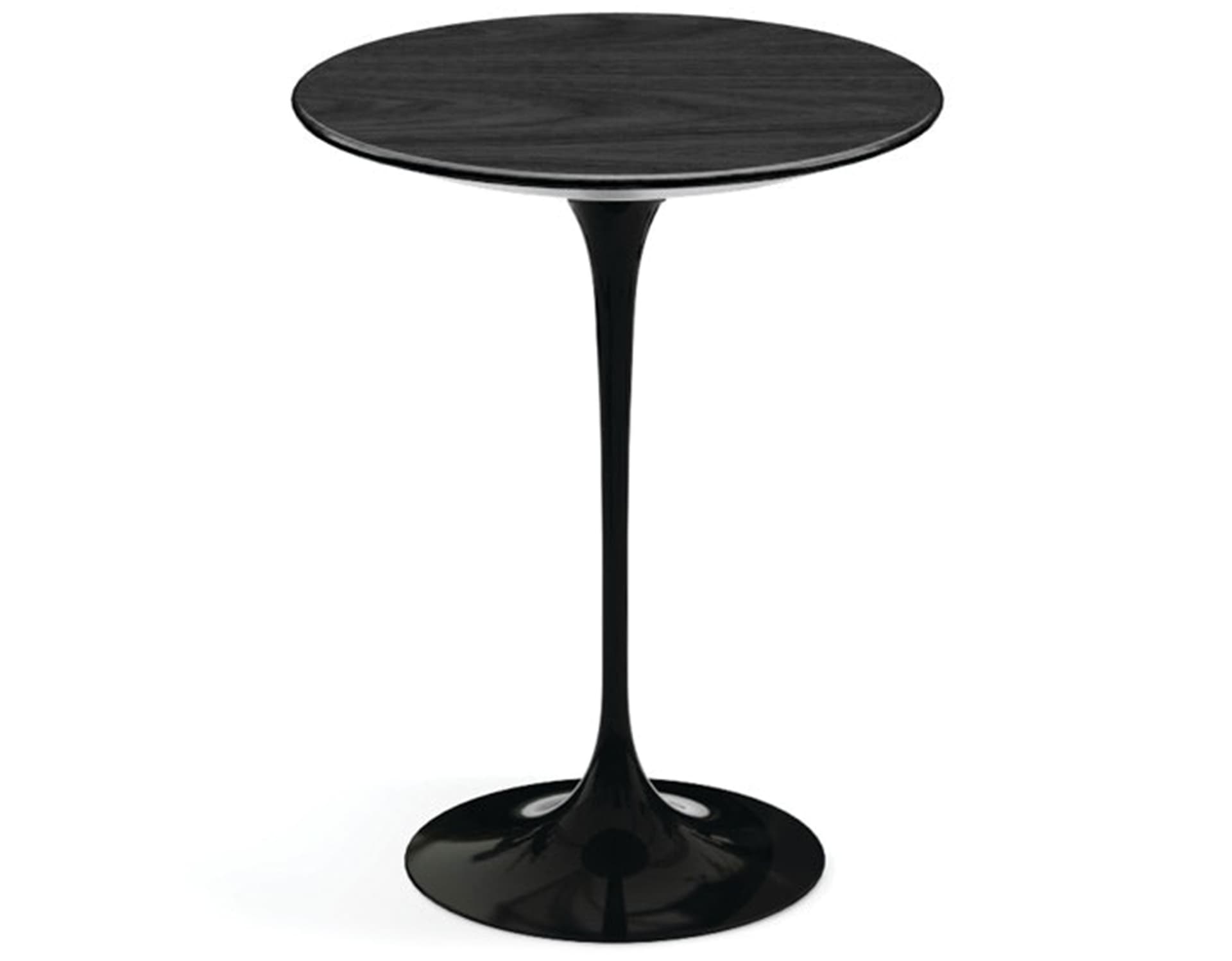 saarinen side table - 16" round / veneer - ebonized walnut / high gloss - black