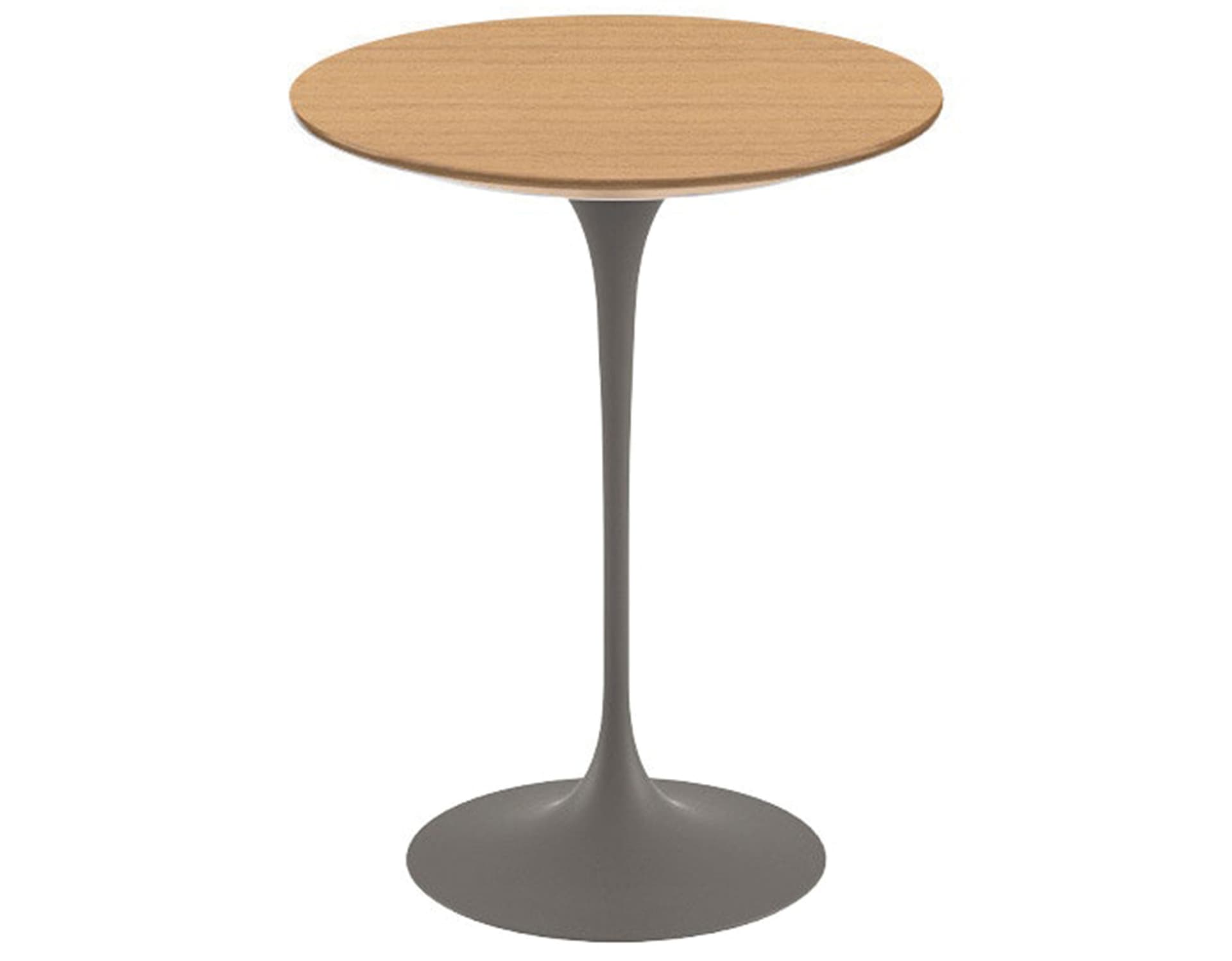 saarinen side table - 16" round / veneer - light oak / satin - grey