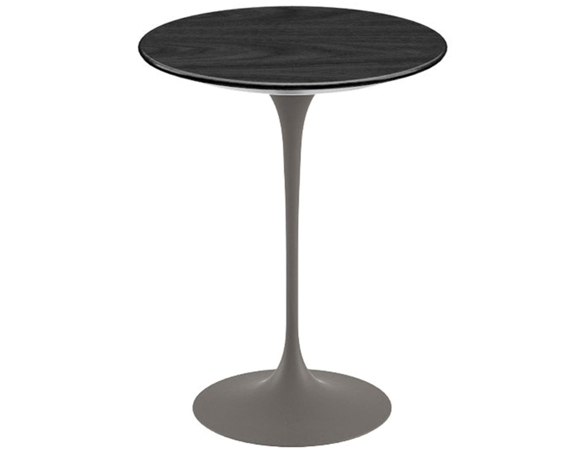 saarinen side table - 16" round / veneer - ebonized walnut / satin - grey