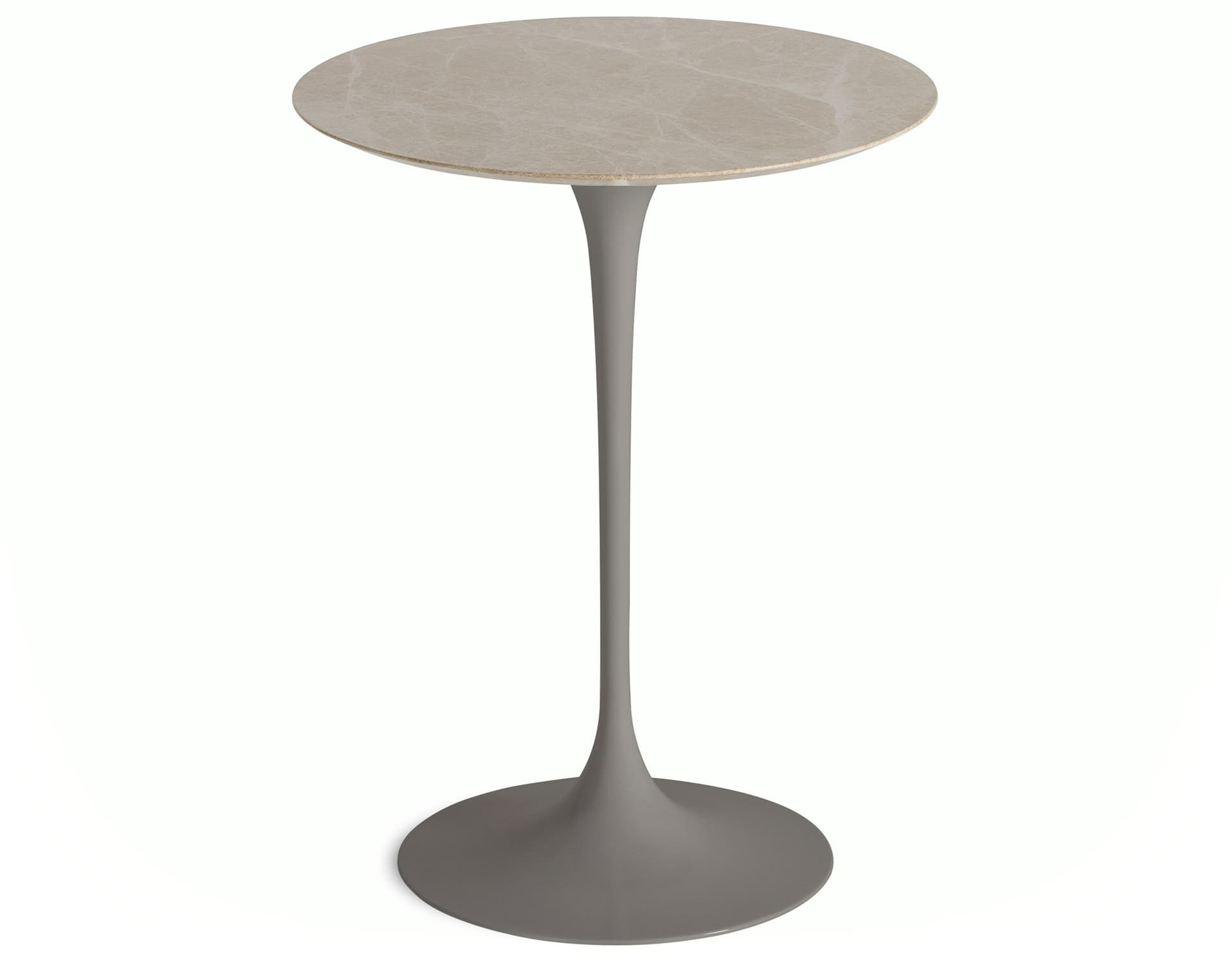saarinen side table - 16" round / satin marble - emperador light / satin - grey