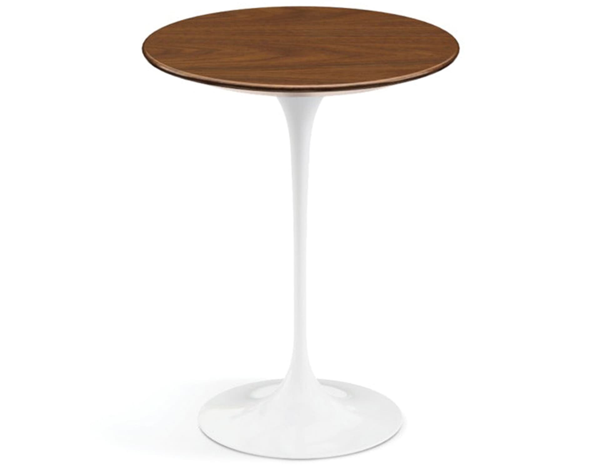 saarinen side table - 16" round / veneer - light walnut / high gloss - white