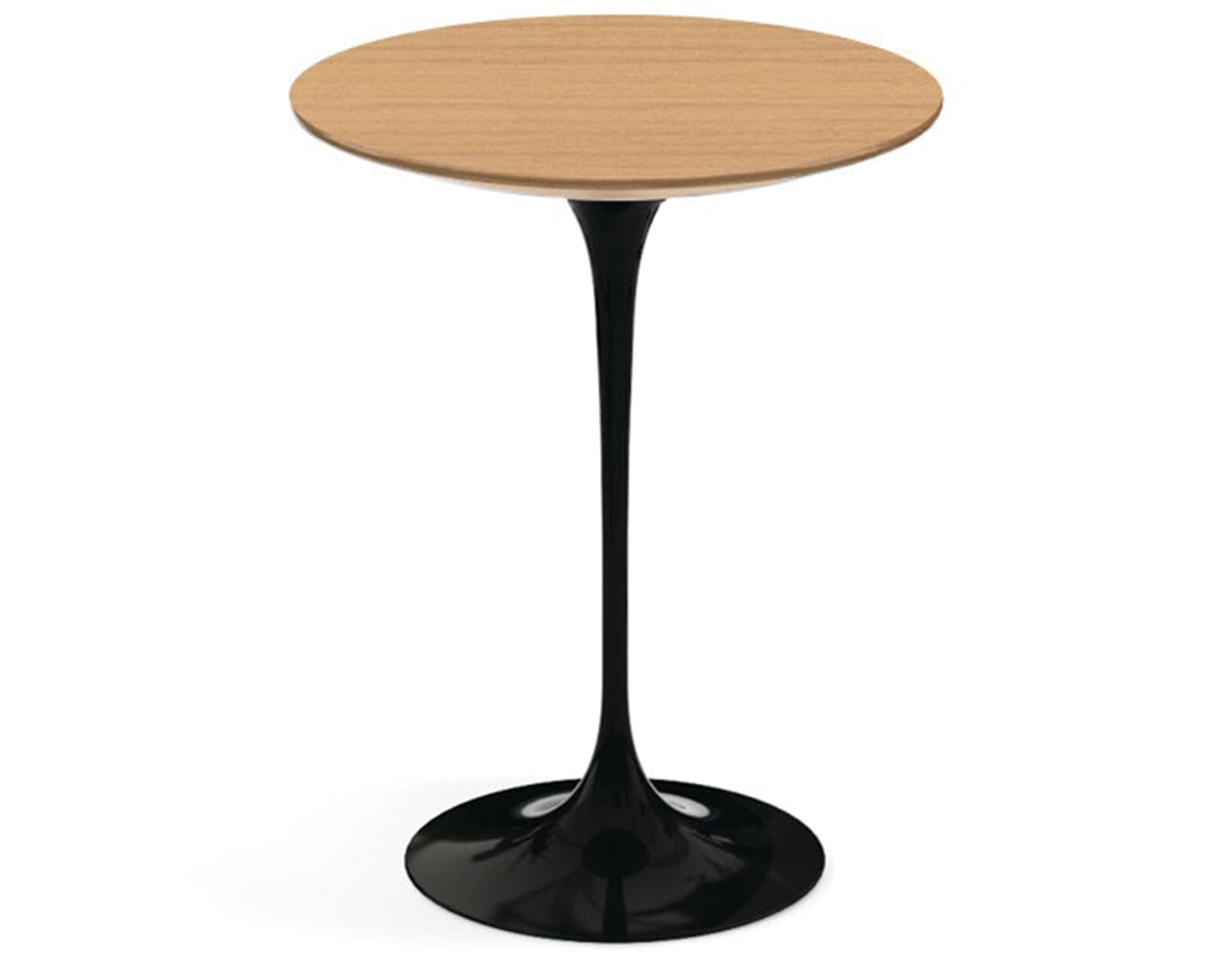 saarinen side table - 16" round / veneer - light oak / high gloss - black
