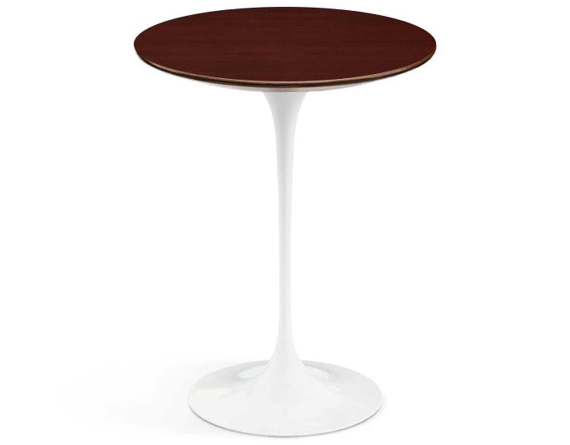 saarinen side table - 16" round / veneer - reff dark cherry / high gloss - white