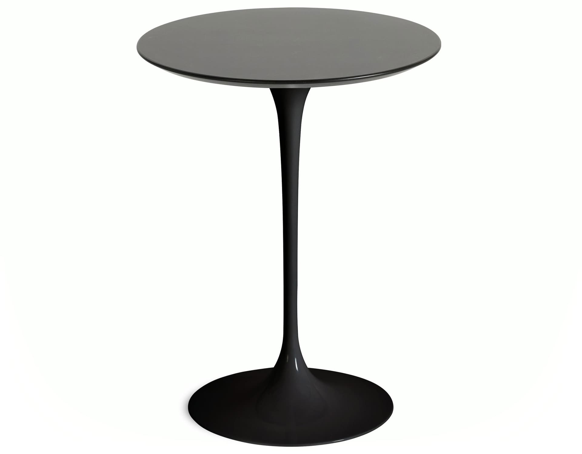saarinen side table - 16" round / veneer - topo noir / high gloss - black