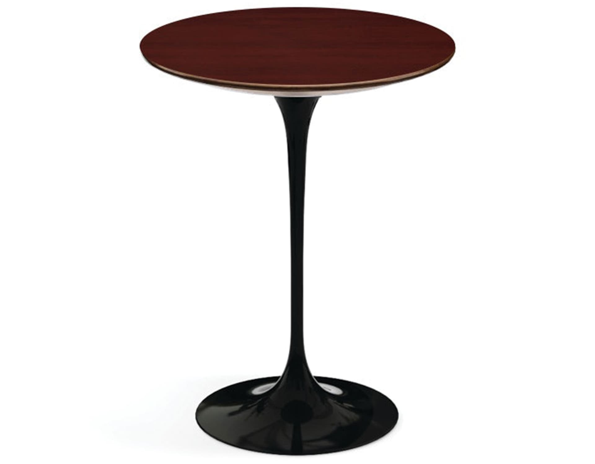 saarinen side table - 16" round / veneer - reff dark cherry / high gloss - black