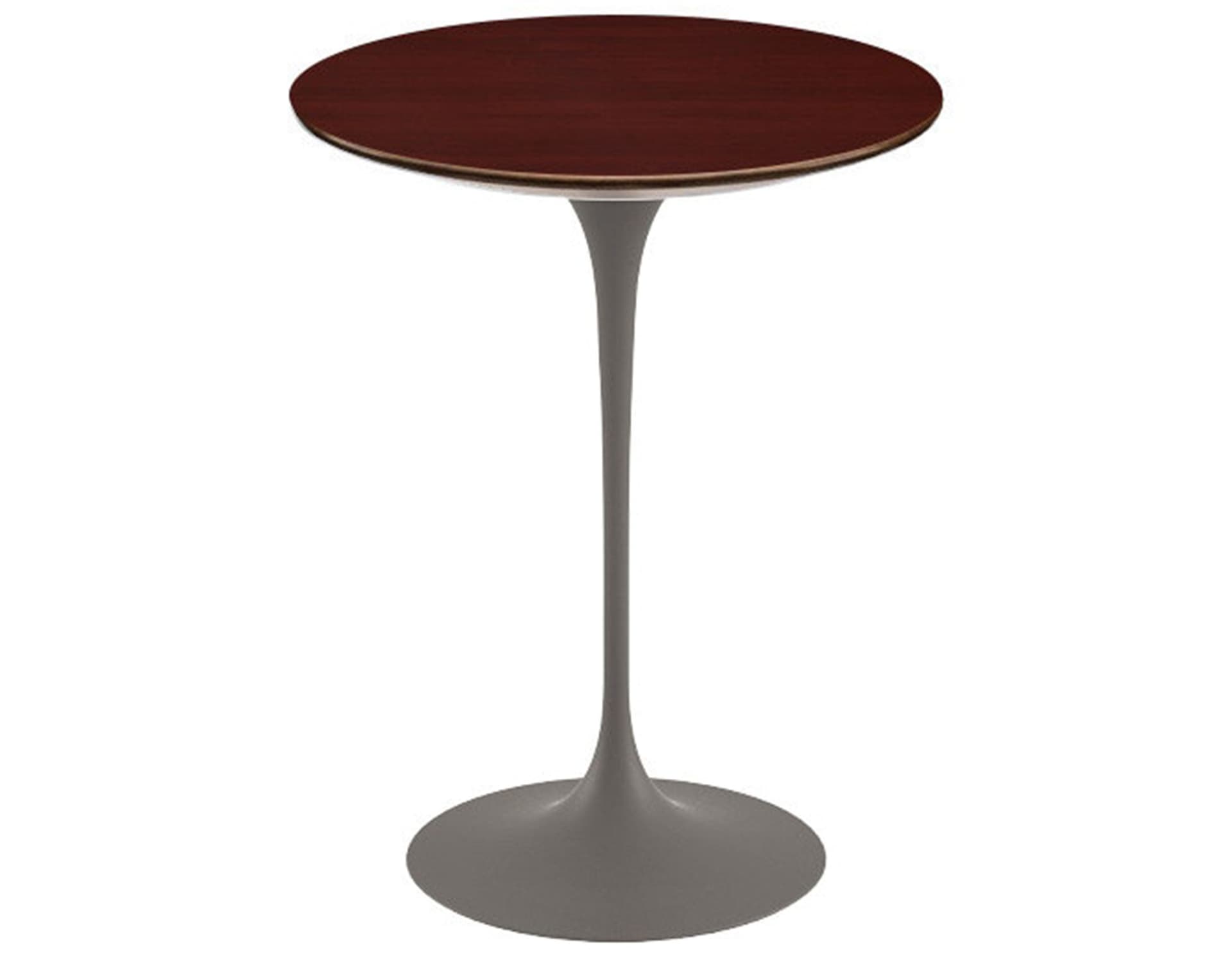 saarinen side table - 16" round / veneer - reff dark cherry / satin - grey