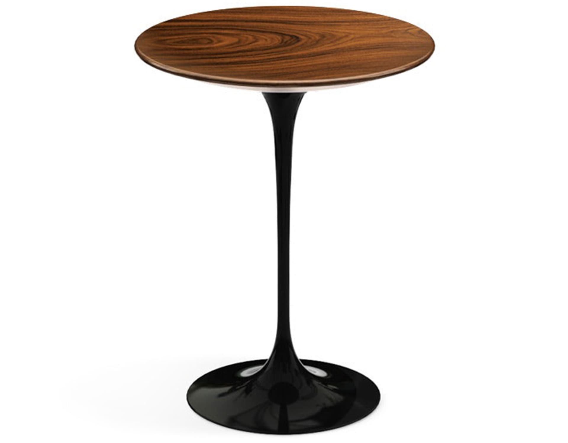 saarinen side table - 16" round / veneer - rosewood / high gloss - black