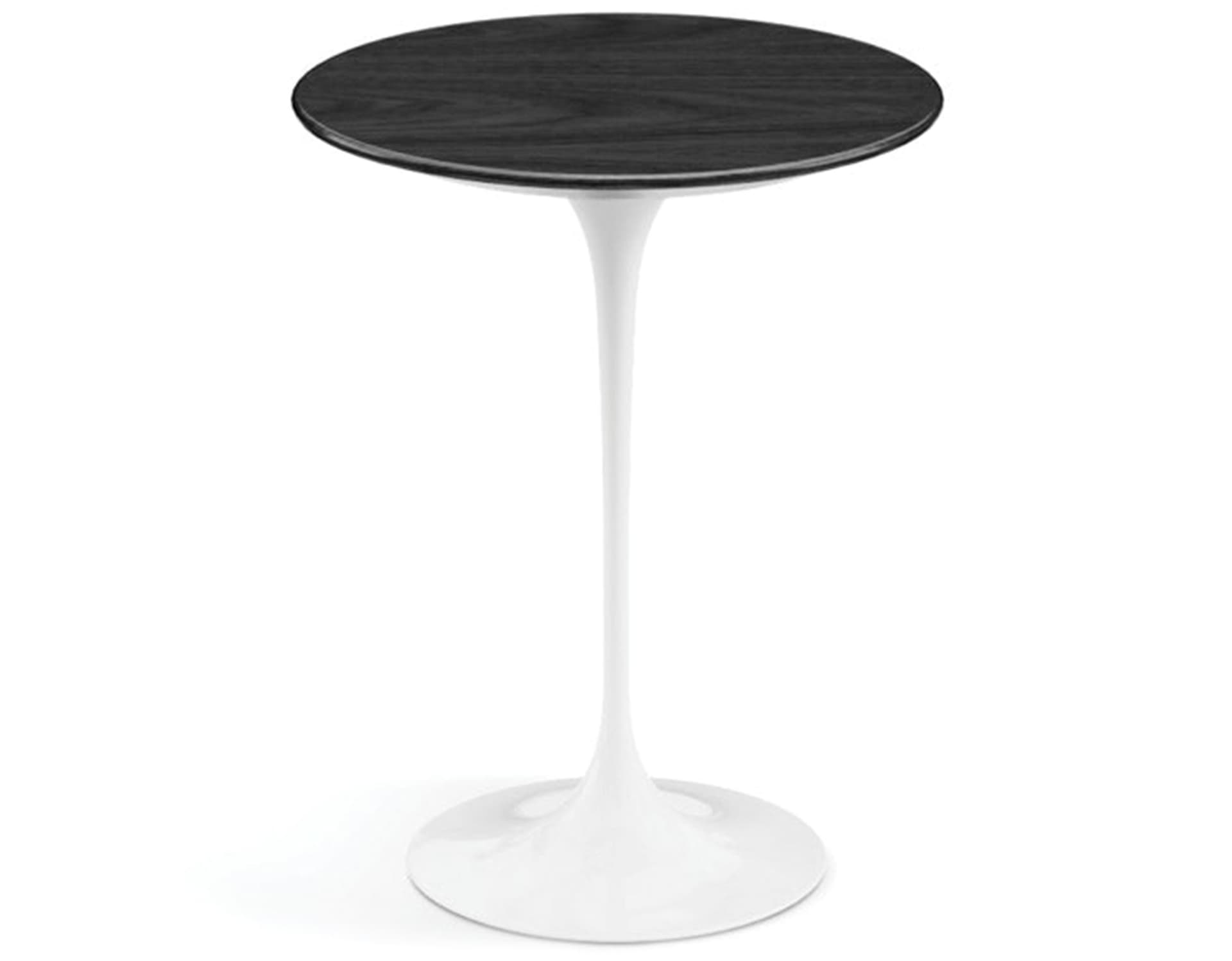 saarinen side table - 16" round / veneer - ebonized walnut / high gloss - white